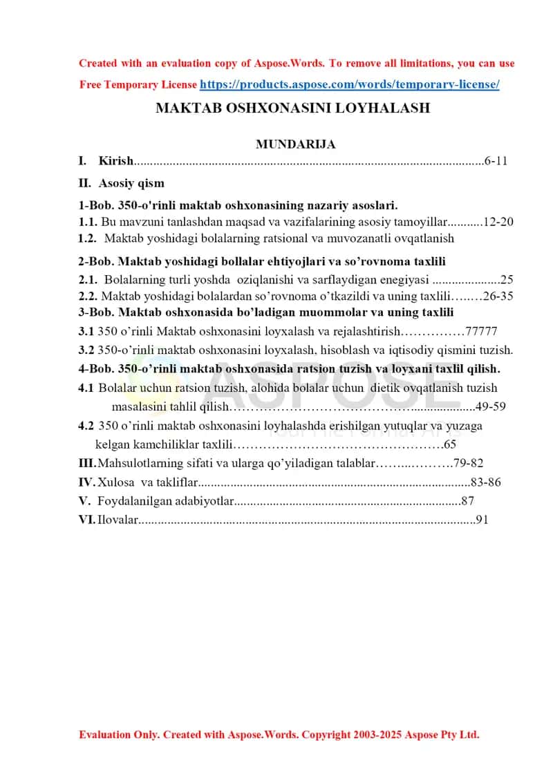 Maktab oshxonasini loyhalash 1