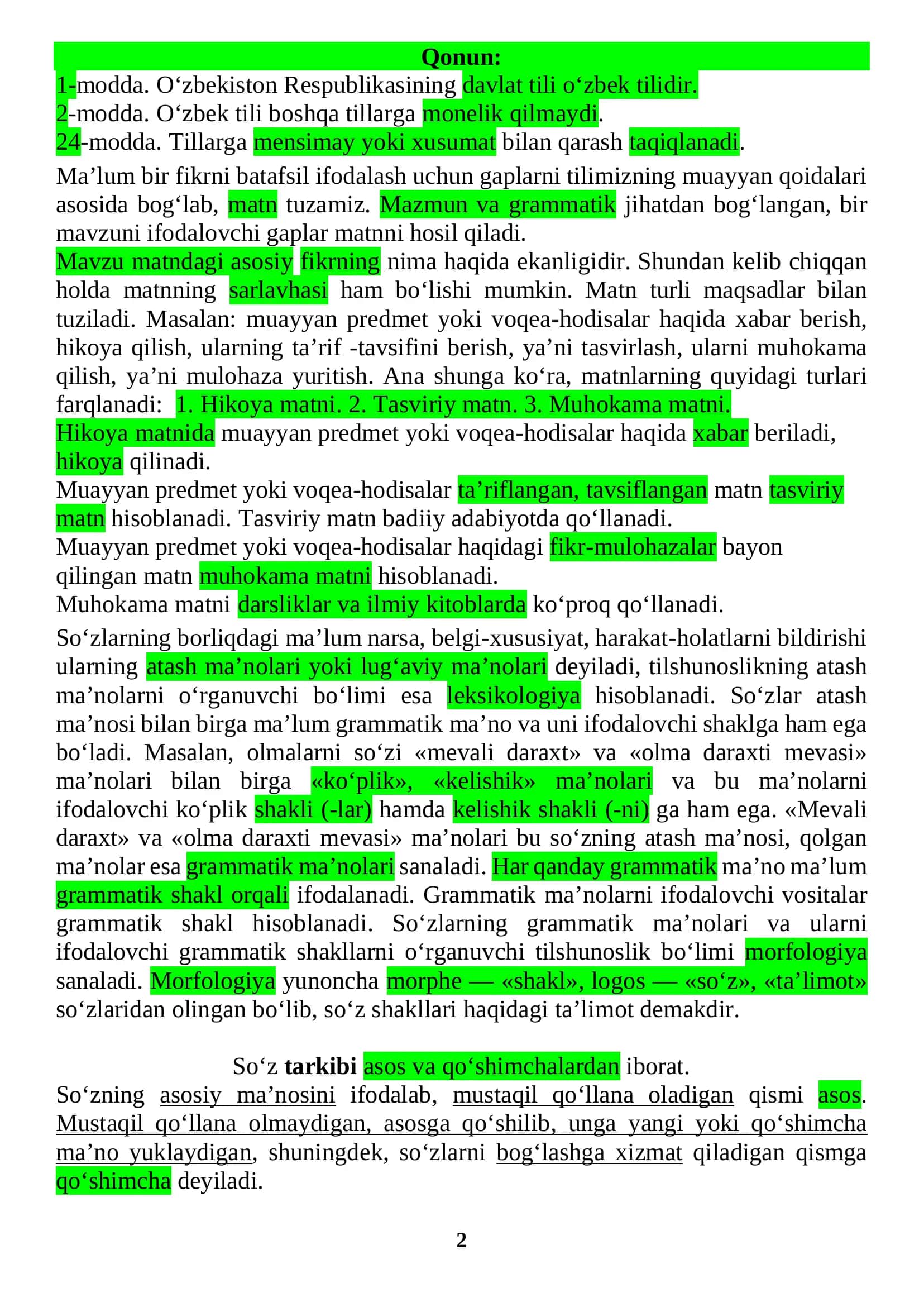 6 - ona tili 100 sertifikat mavzulashtirilgan testlar bilan. 1