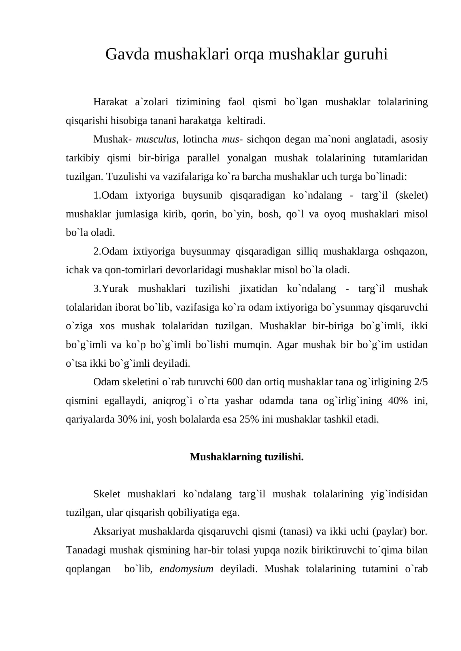Gavda mushaklari orqa mushaklar guruhi 1