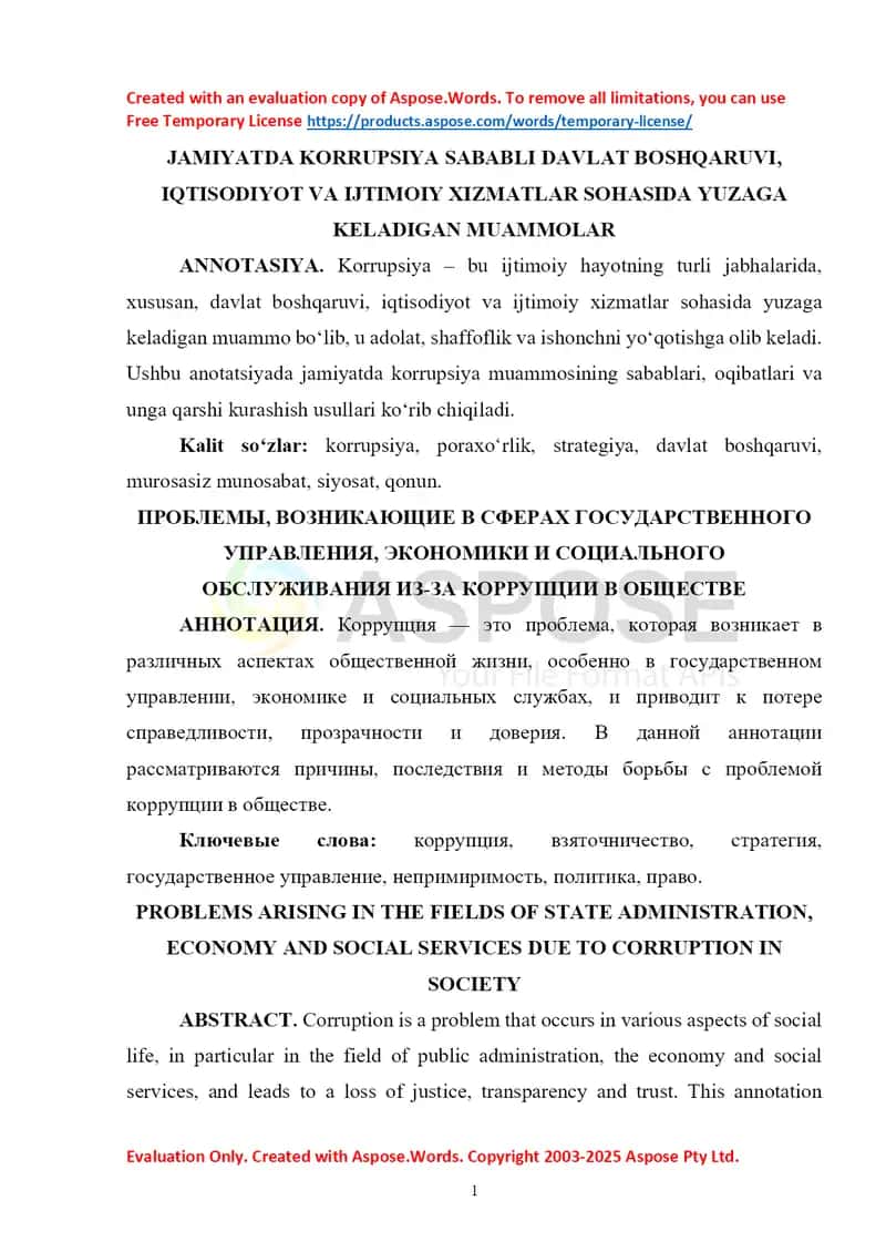 JAMIYATDA KORRUPSIYA MUAMMOSI 1