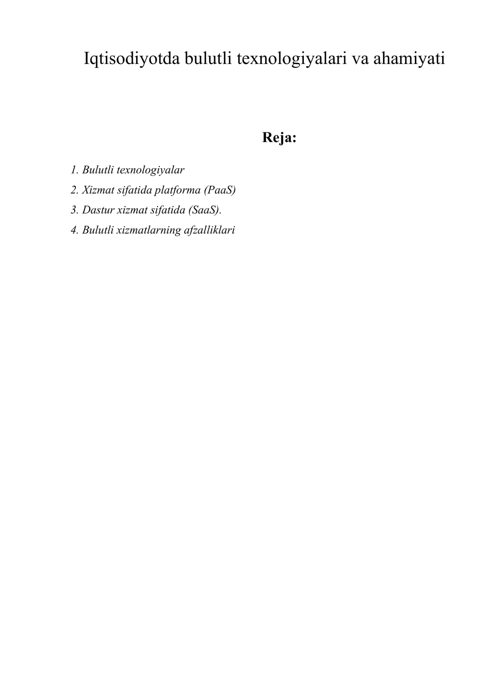 Iqtisodiyotda bulutli texnologiyalari va ahamiyati 1