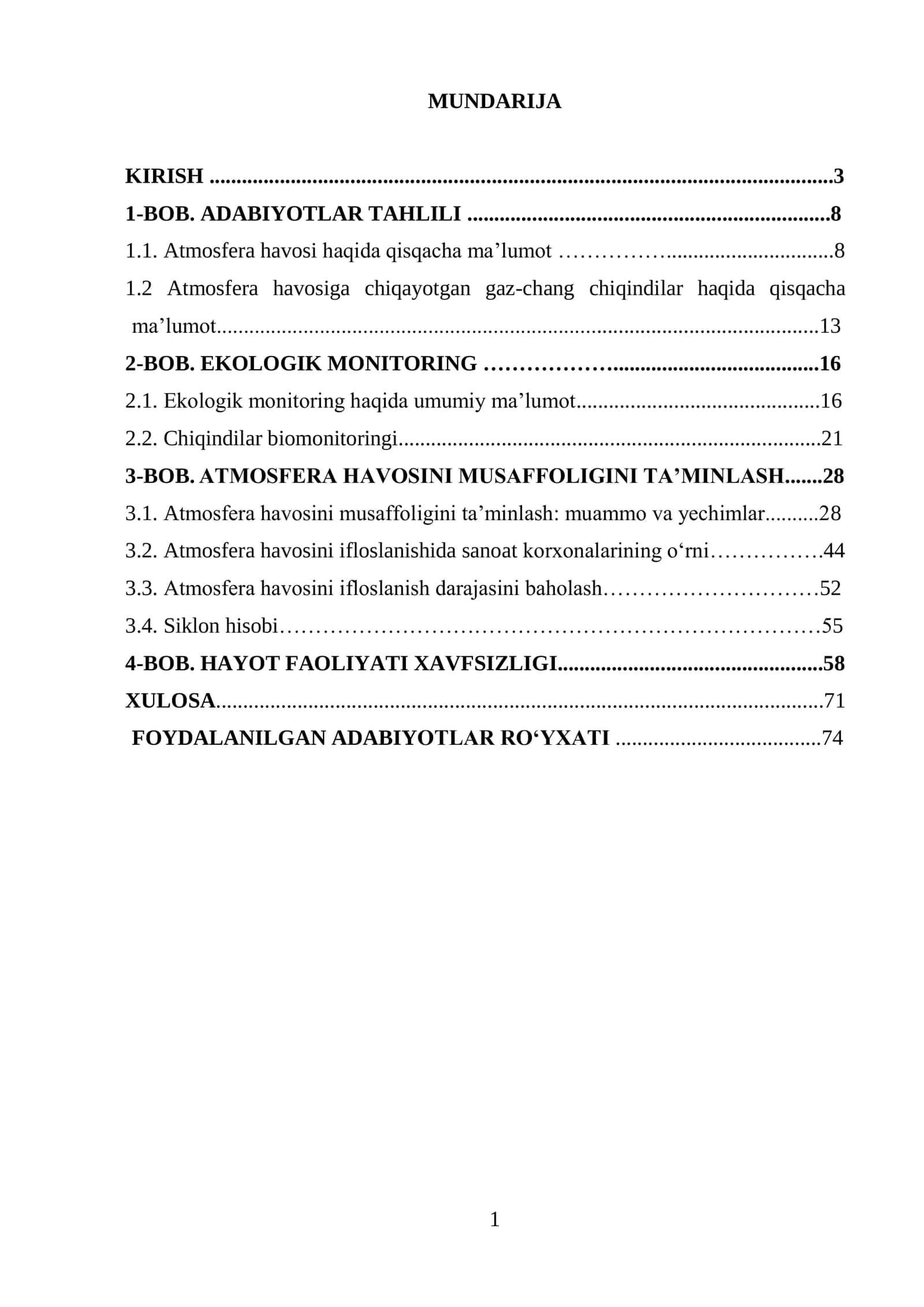 ATMOSFERA HAVOSINI MUSAFFOLIGINI TA’MINLASH 1