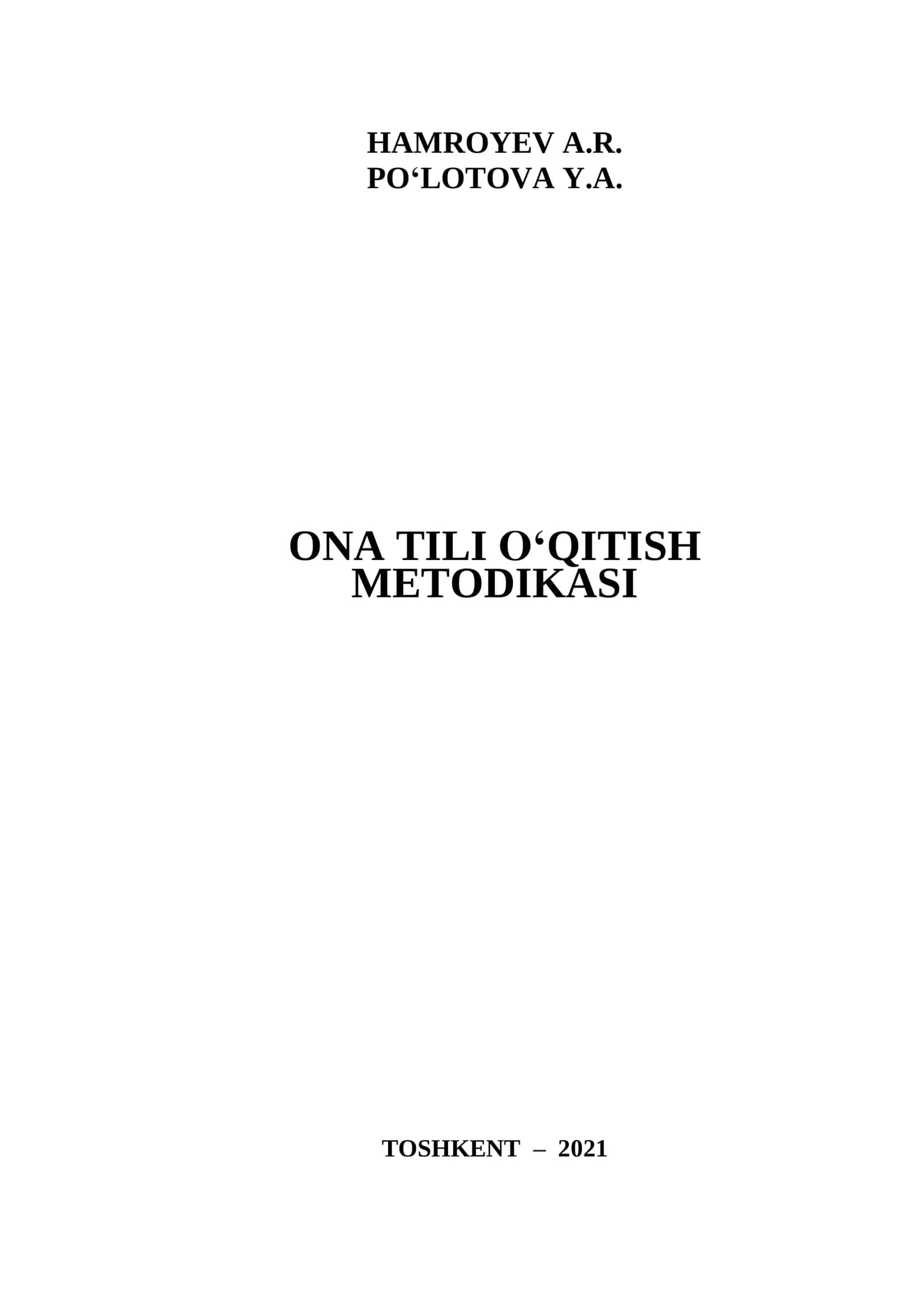 ONA TILI OʻQITISH METODIKASI 1