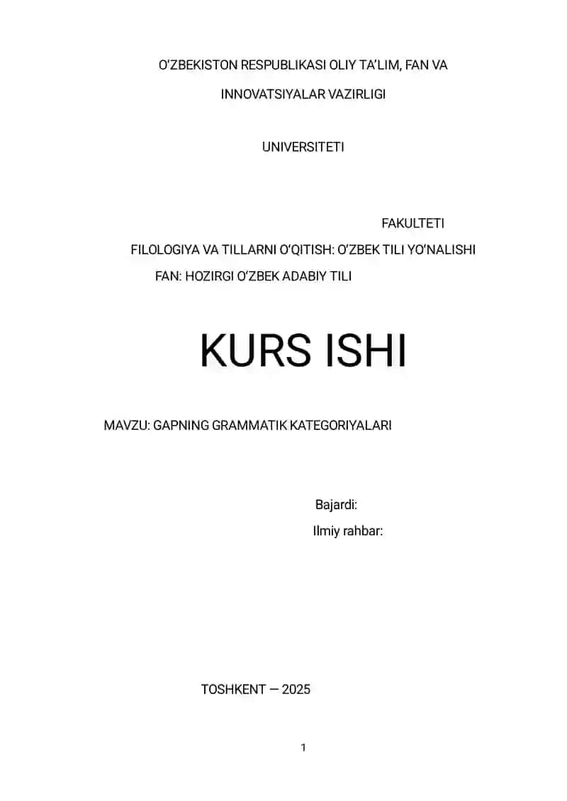 Gapning grammatik kategoriyalar