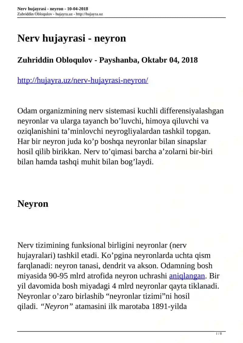 Nerv hujayrasi - neyron