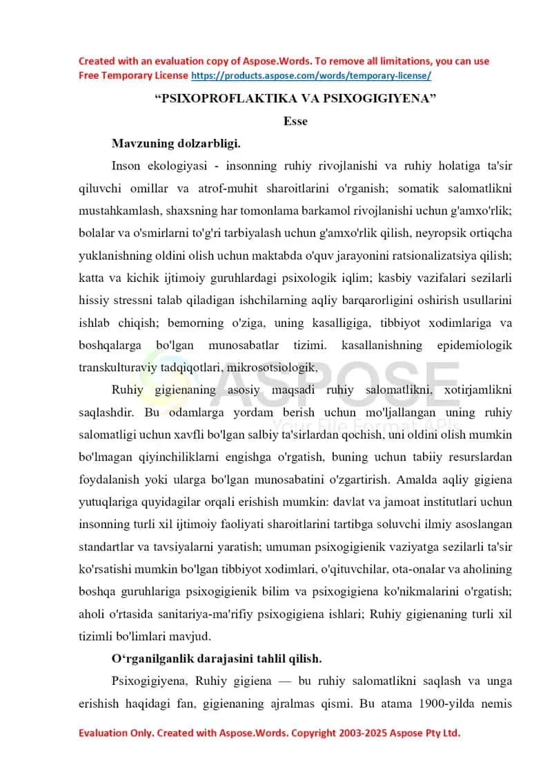 PSIXOPROFLAKTIKA VA PSIXOGIGIYENA 1