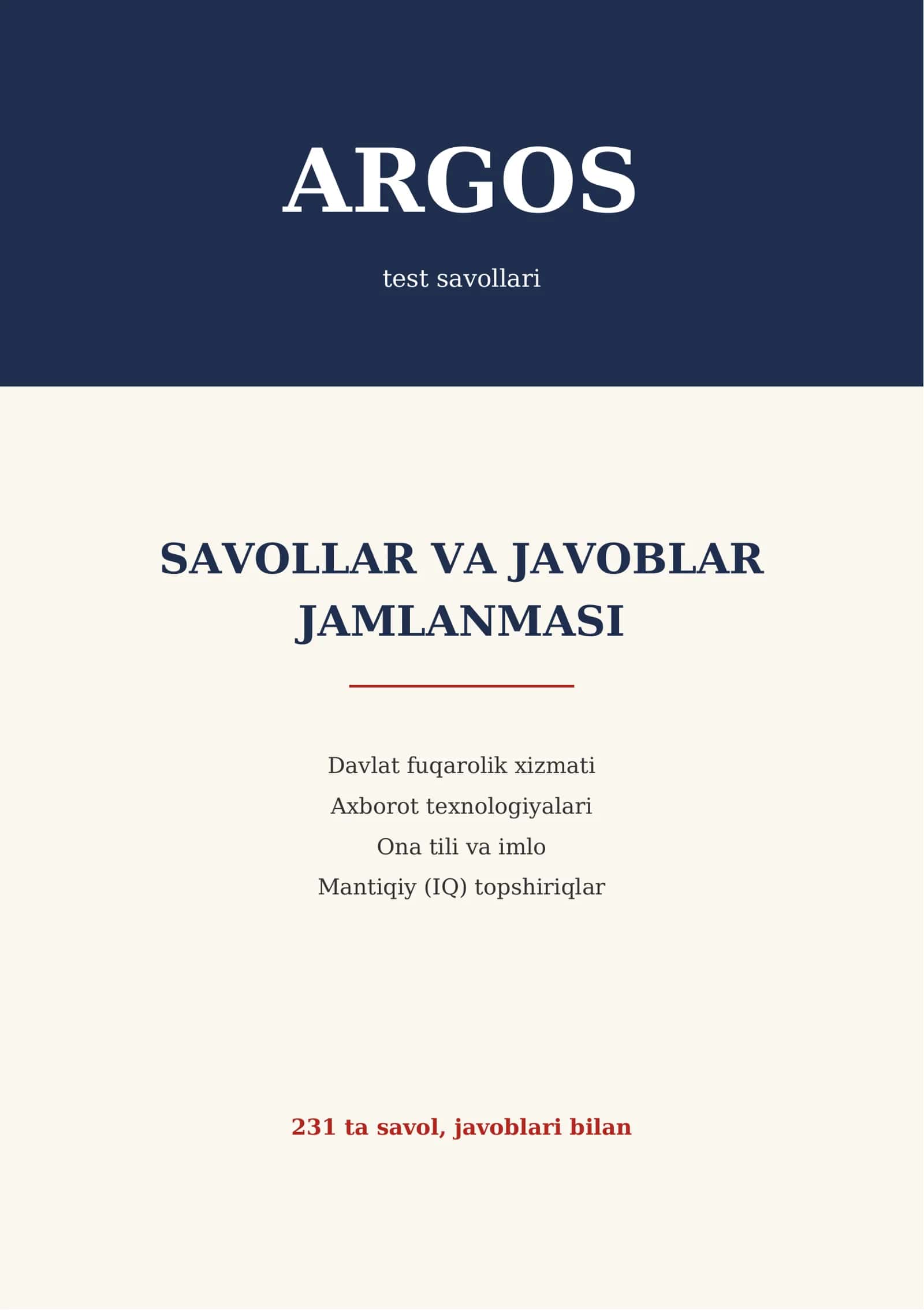 Argosdan savol va javoblar 1