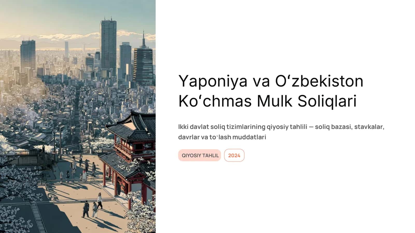 Yaponiya va Oʻzbekiston Koʻchmas Mulk Soliqlari 1