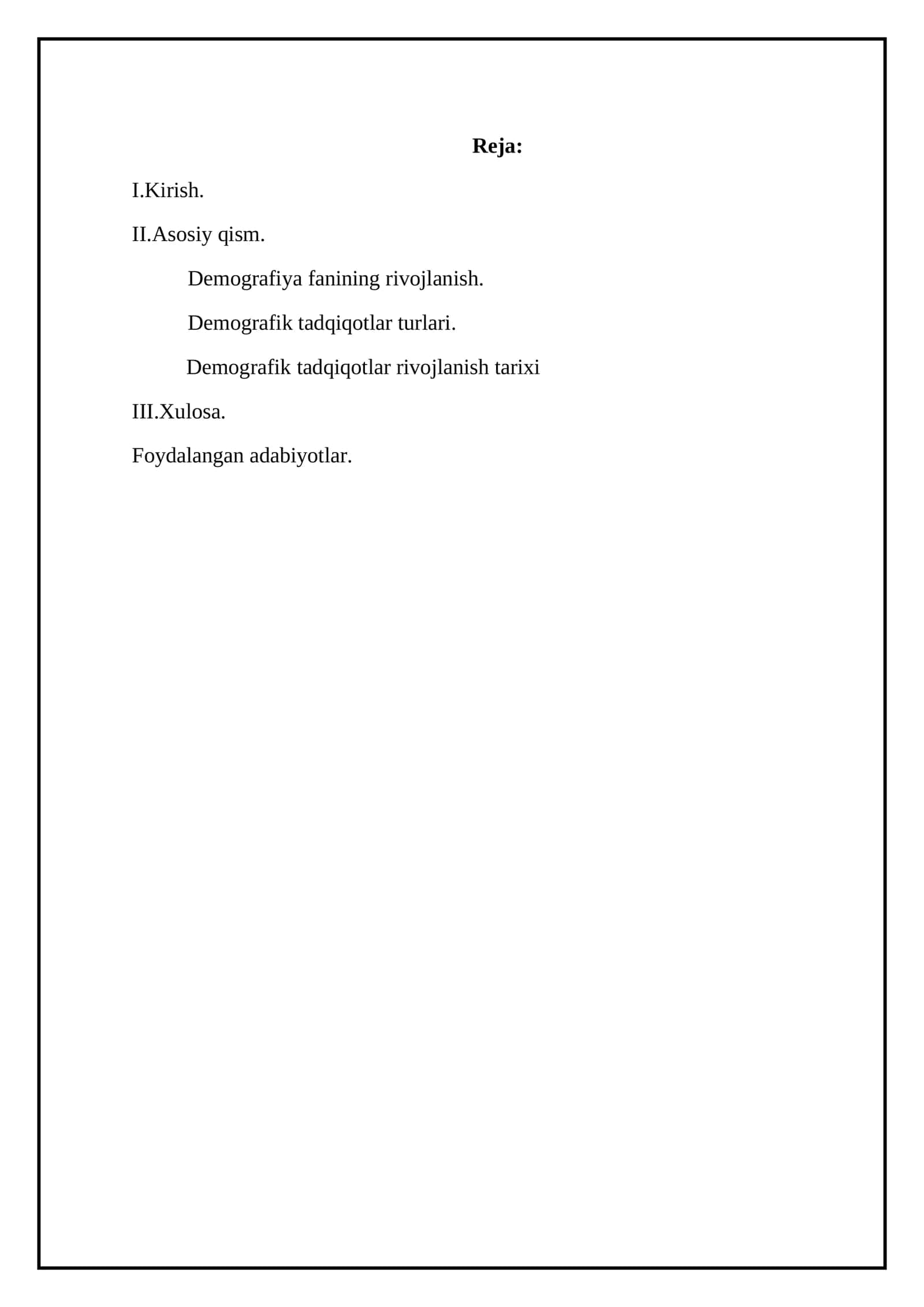 Demografik tadqiqotlar rivojlanish tarixi 1