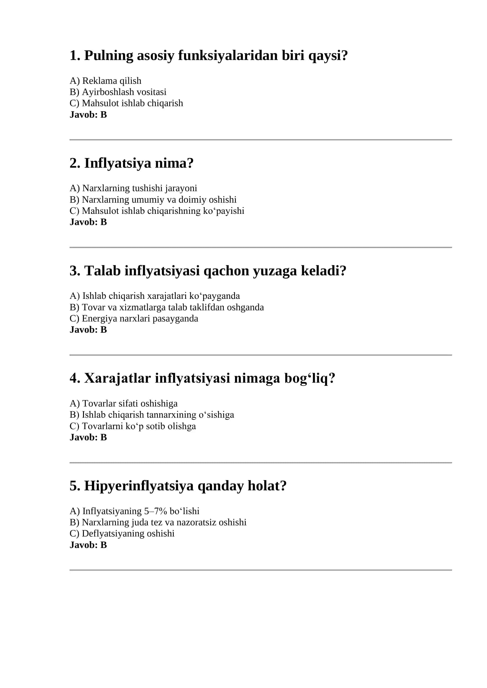Inflyatsiya va moliya savdosi 1