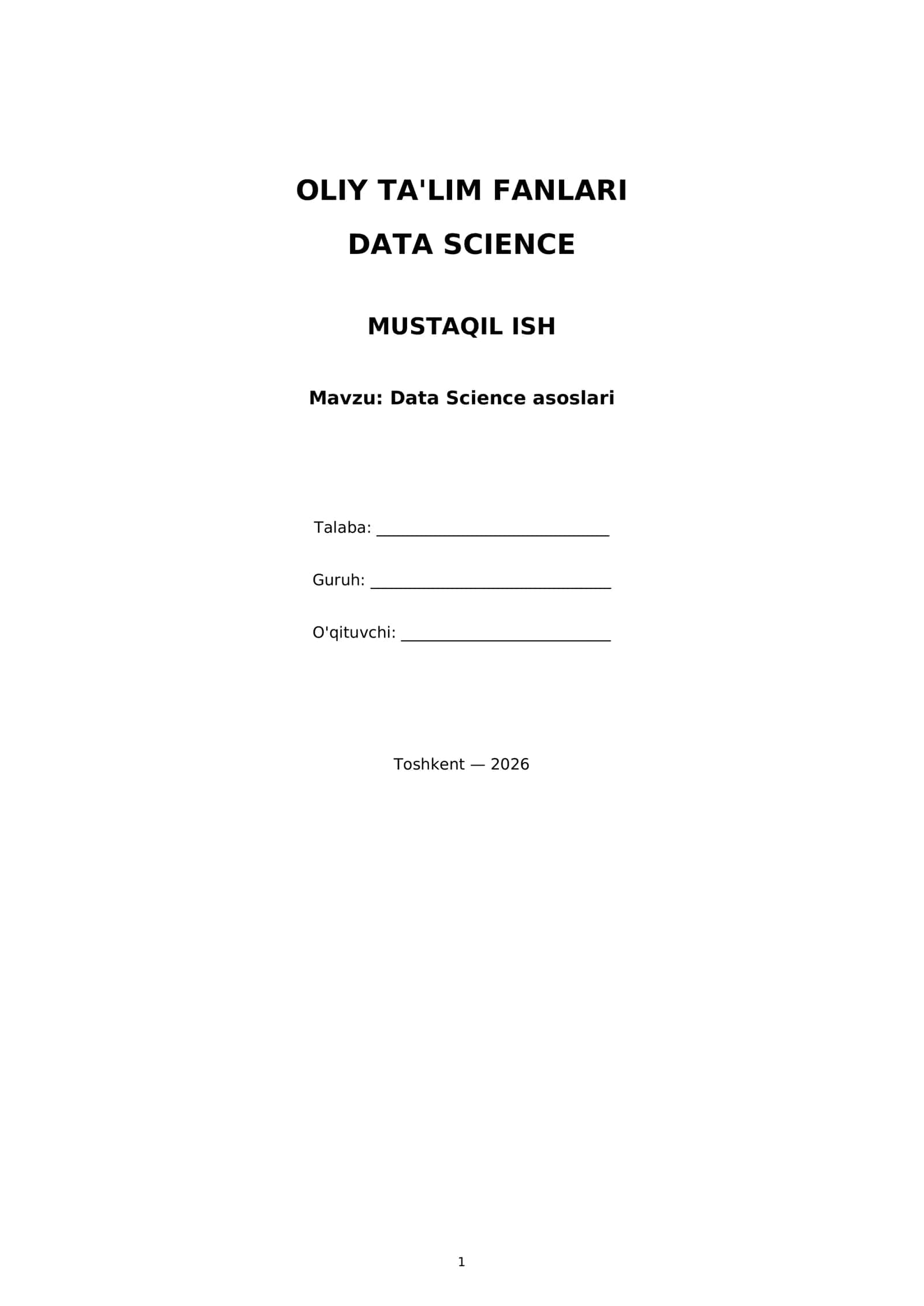 Data Science asoslari 1