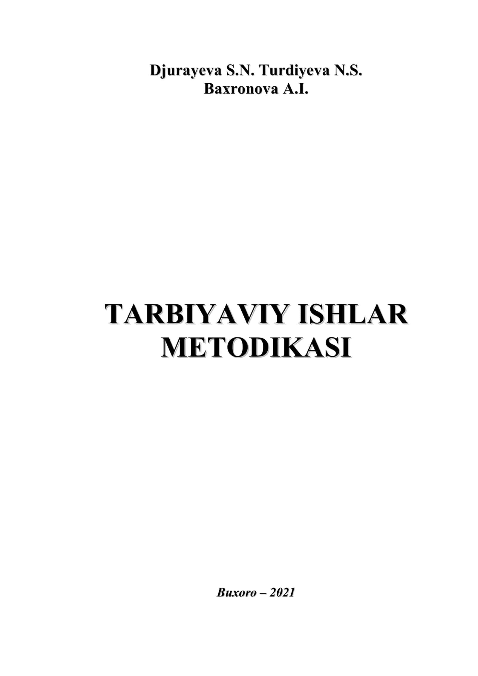 TARBIYAVIY ISHLAR METODIKASI 1
