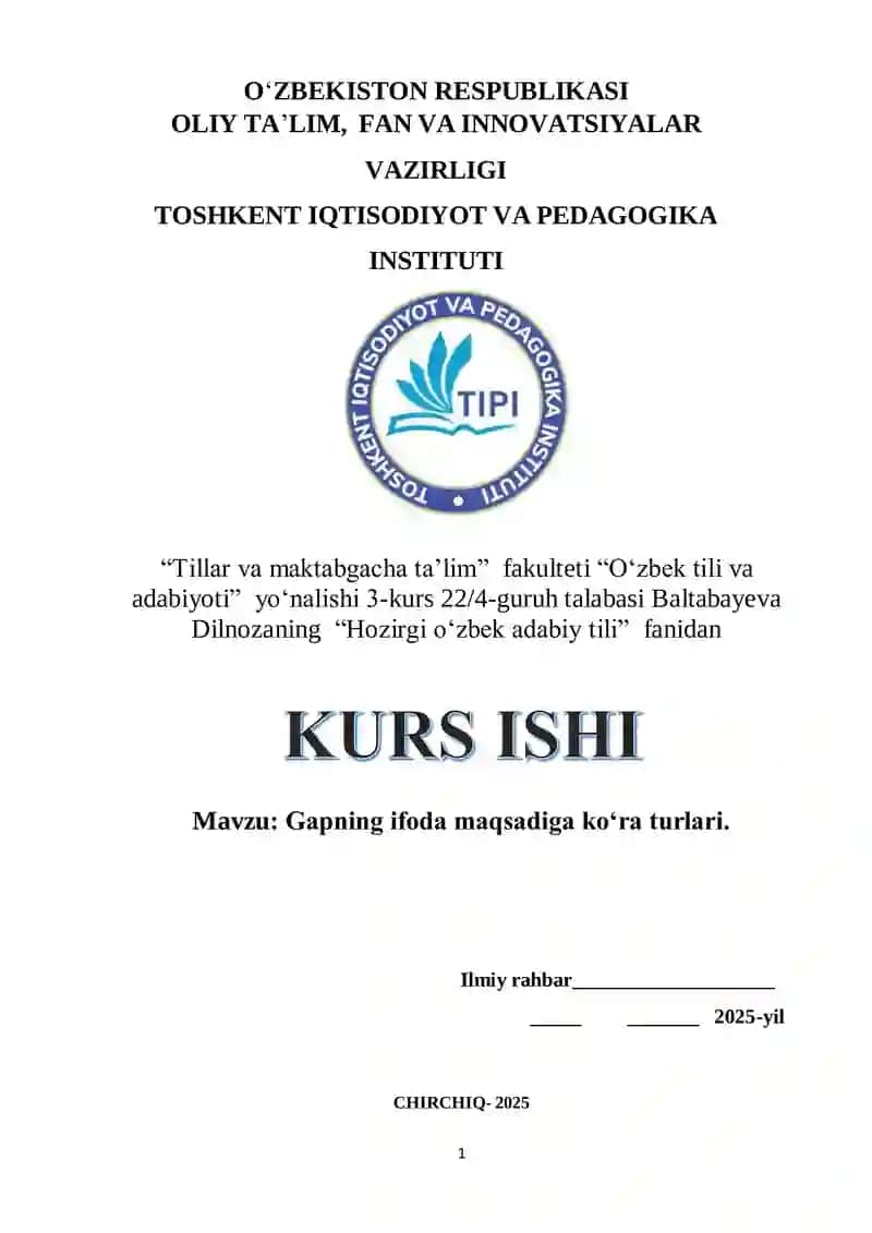 Gapning ifoda maqsadiga koʻra turlari
