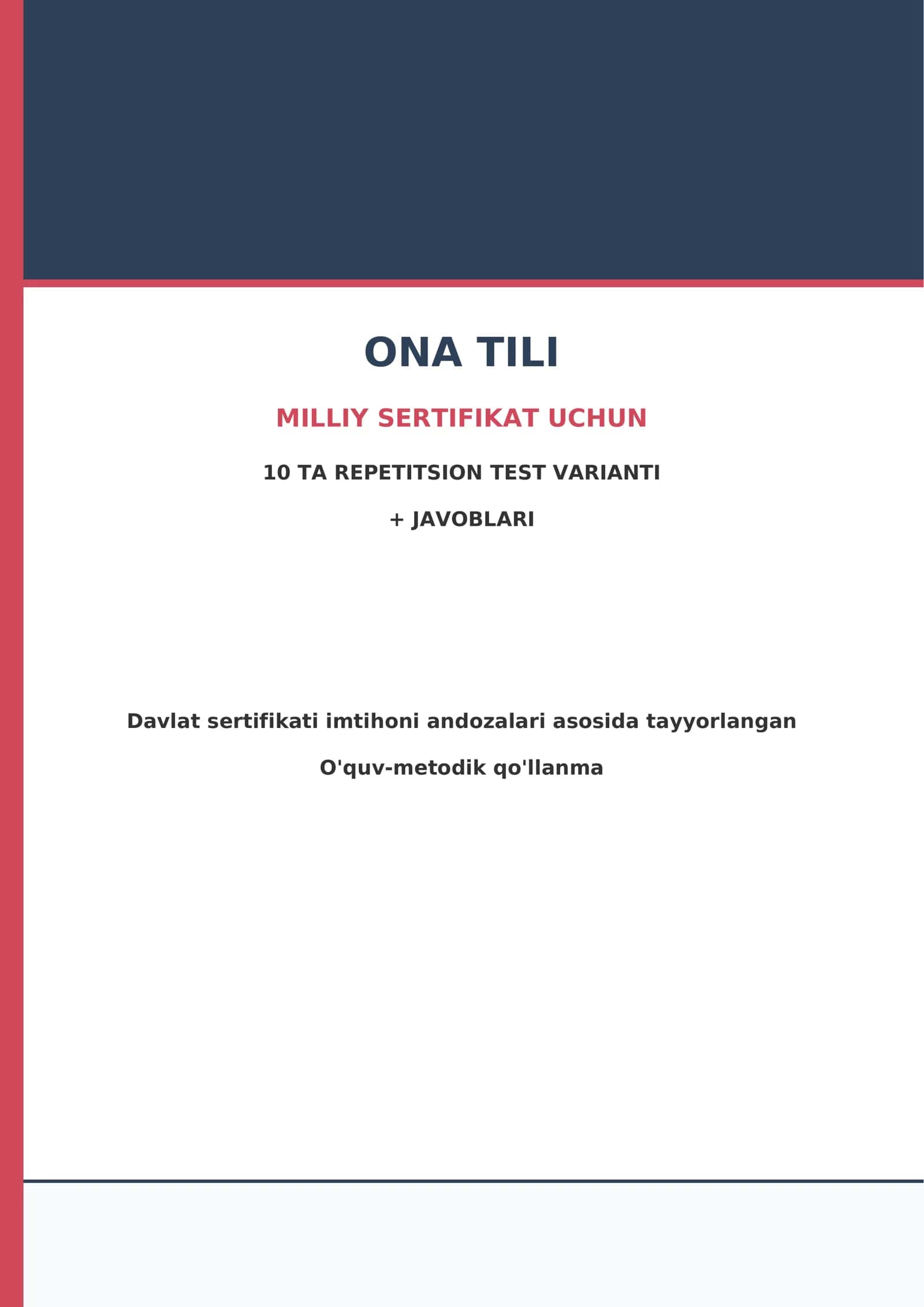 Ona tili — Milliy sertifikat uchun 10 ta repetitsion test varianti + javoblari 1