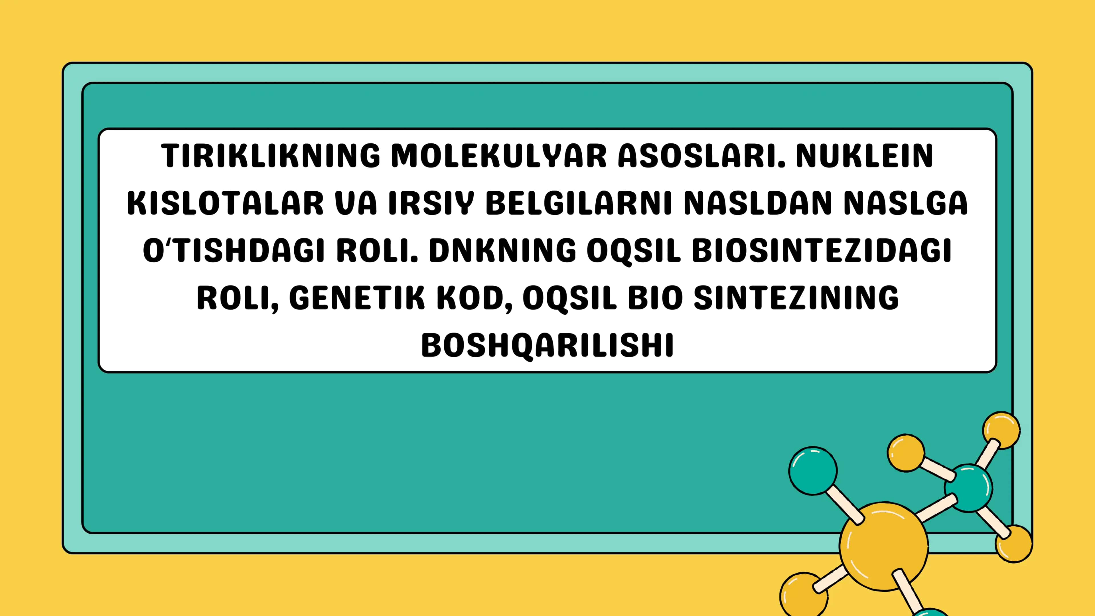 TIRIKLIKNING MOLEKULYAR ASOSLARI 1