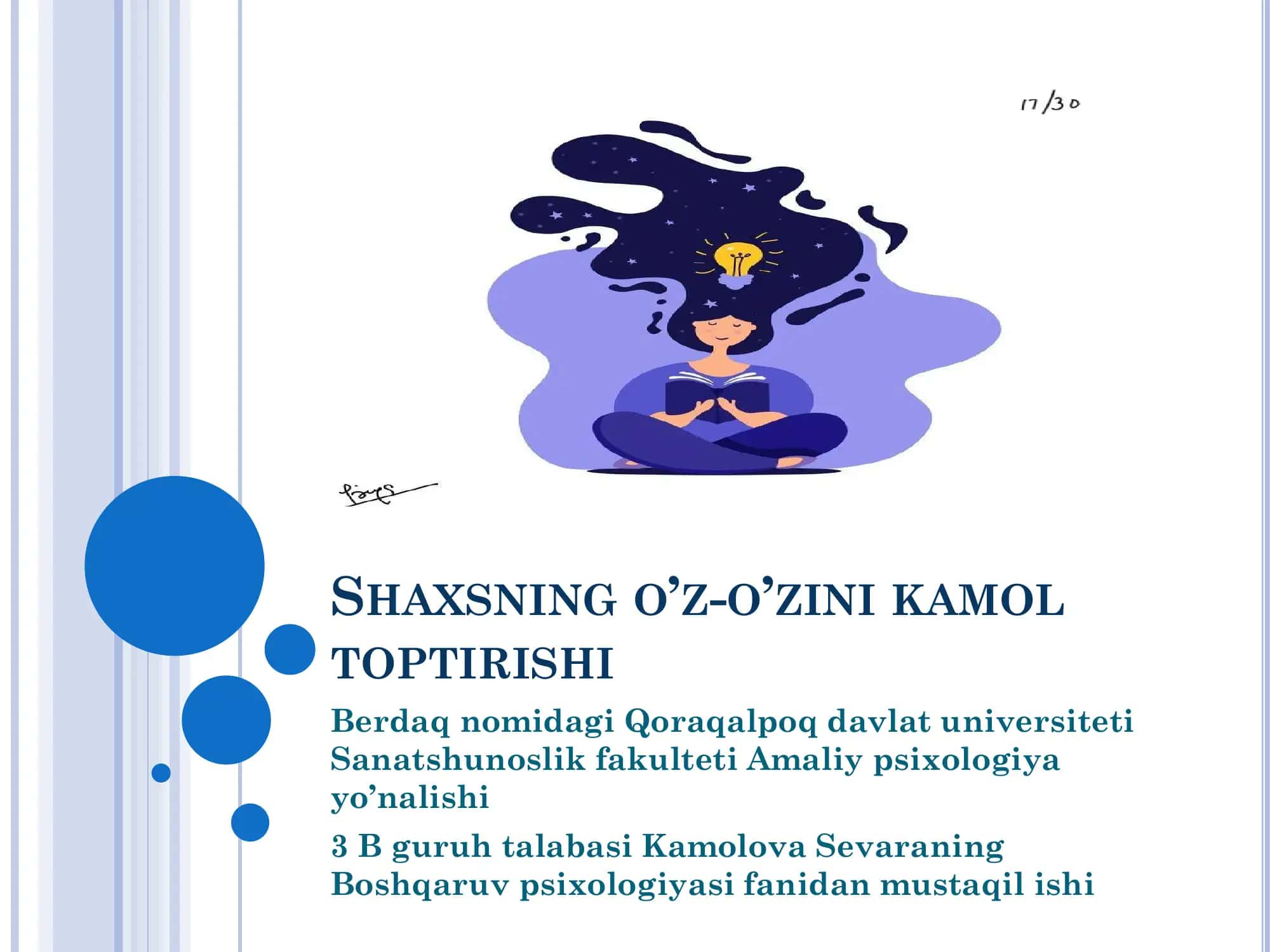 SHAXSNING O’Z-O’ZINI KAMOL TOPTIRISHI 1
