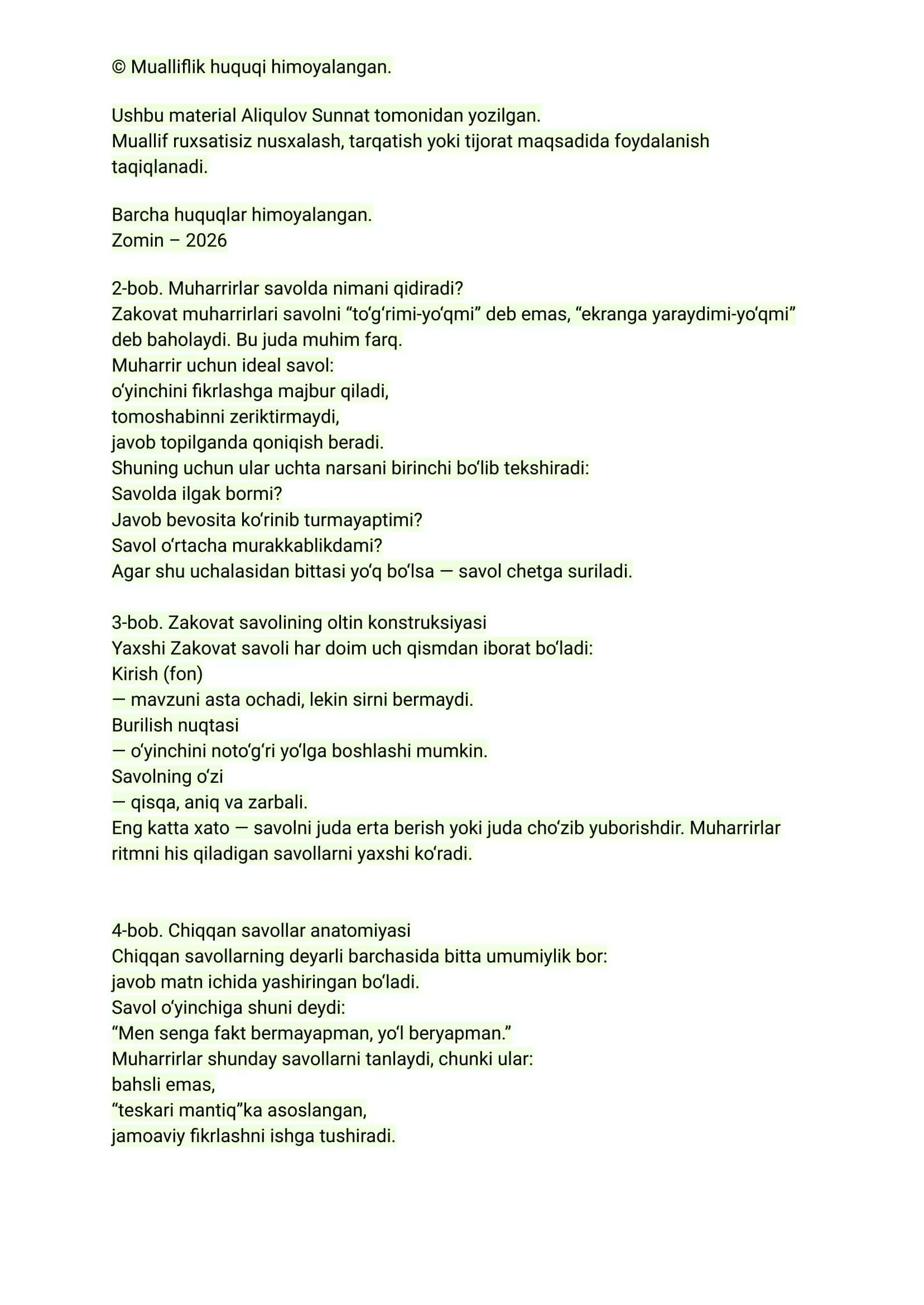 ZAKOVAT TELEO'YINIGA SAVOL YUBORISH SIRLARI 1