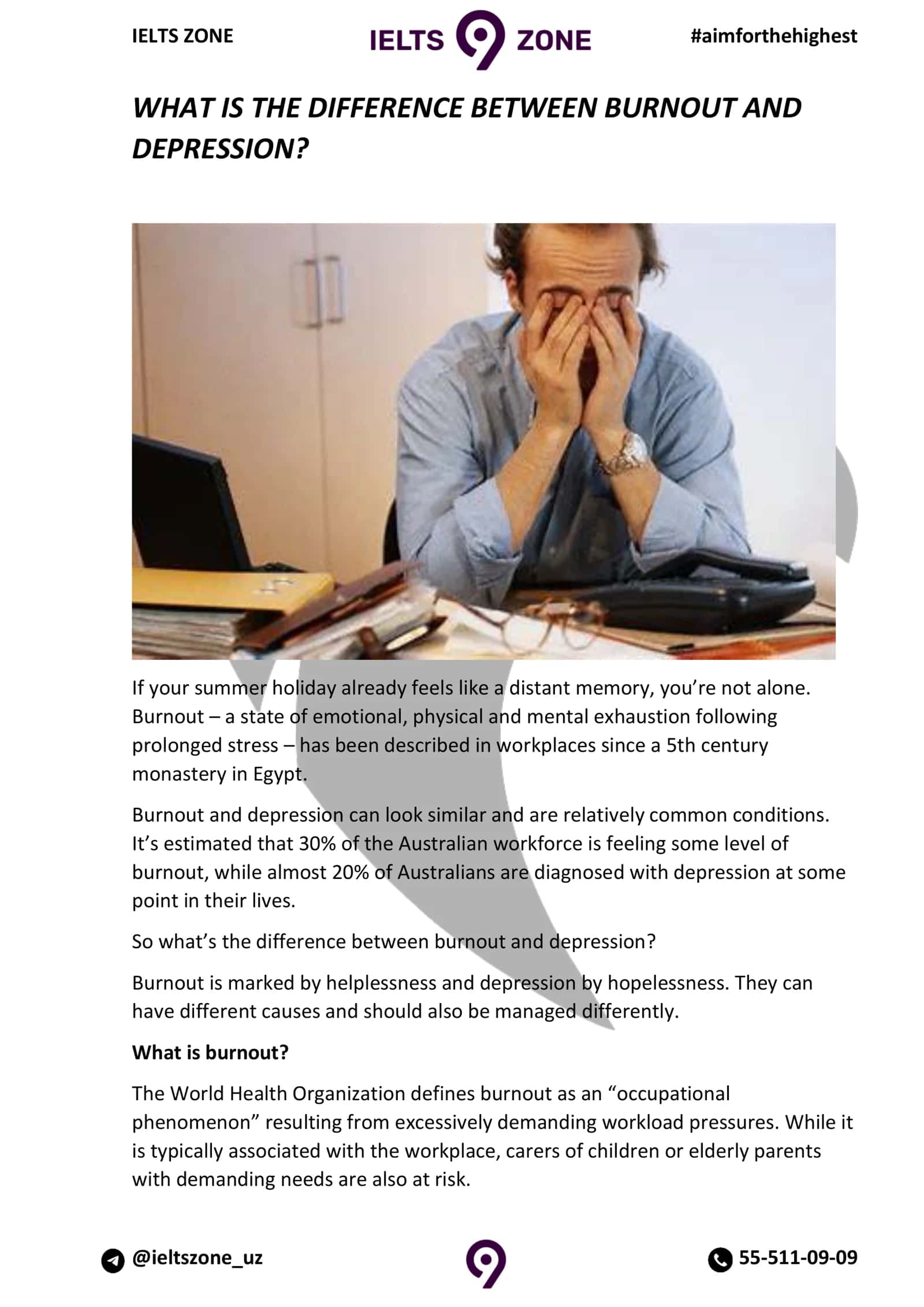 BURNOUT AND DEPRESSION 1