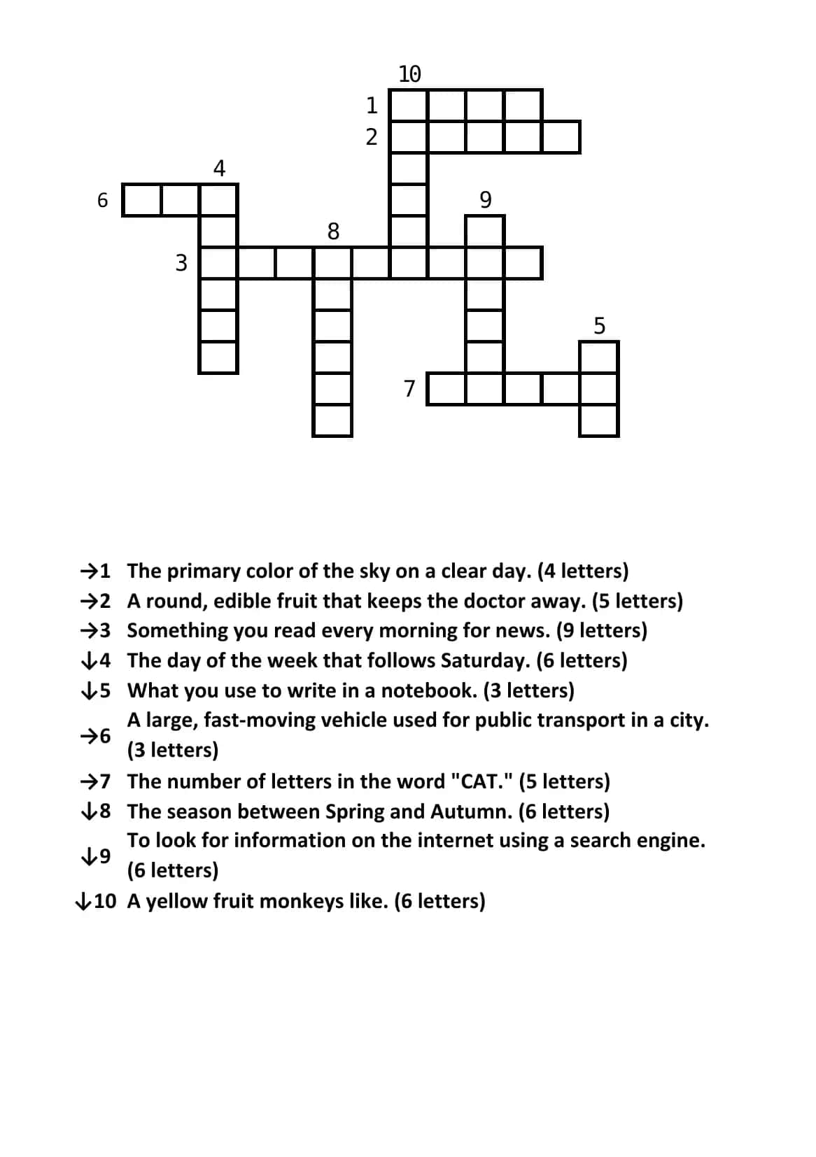 "Crossword" English Easy Level №5 1