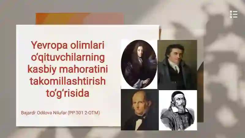 Yevropa olimlari o‘qituvchilarning kasbiy mahoratini takomillashtirish to‘g‘risida