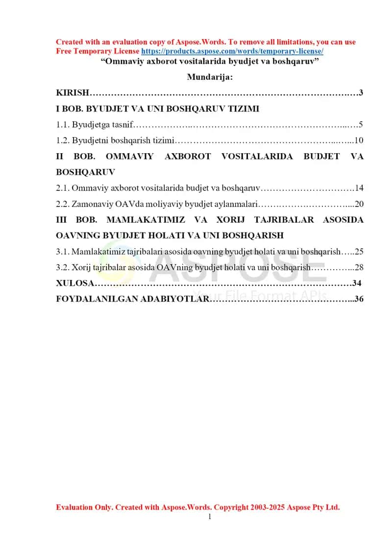 Ommaviy axborot vositalarida byudjet va boshqaruv 1