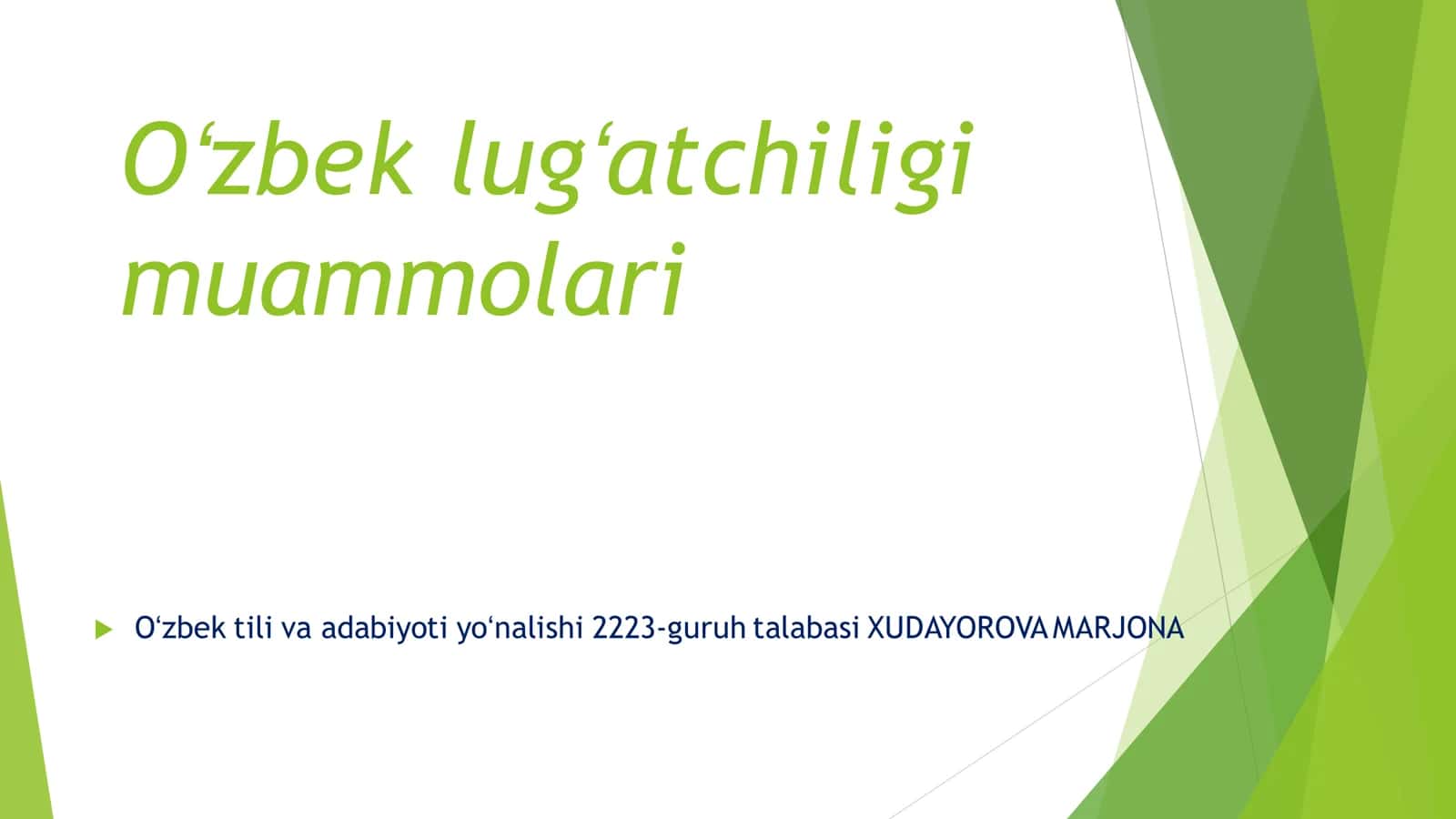 Oʻzbek lugʻatchiligi muammolari 1