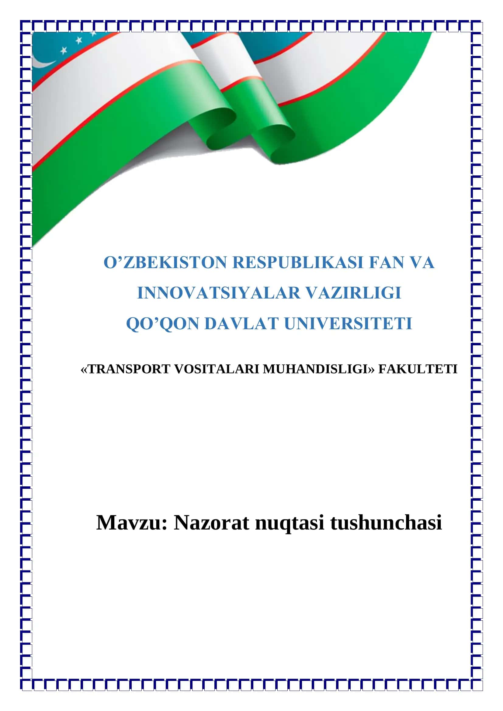 Nazorat nuqtasi tushunchasi 1