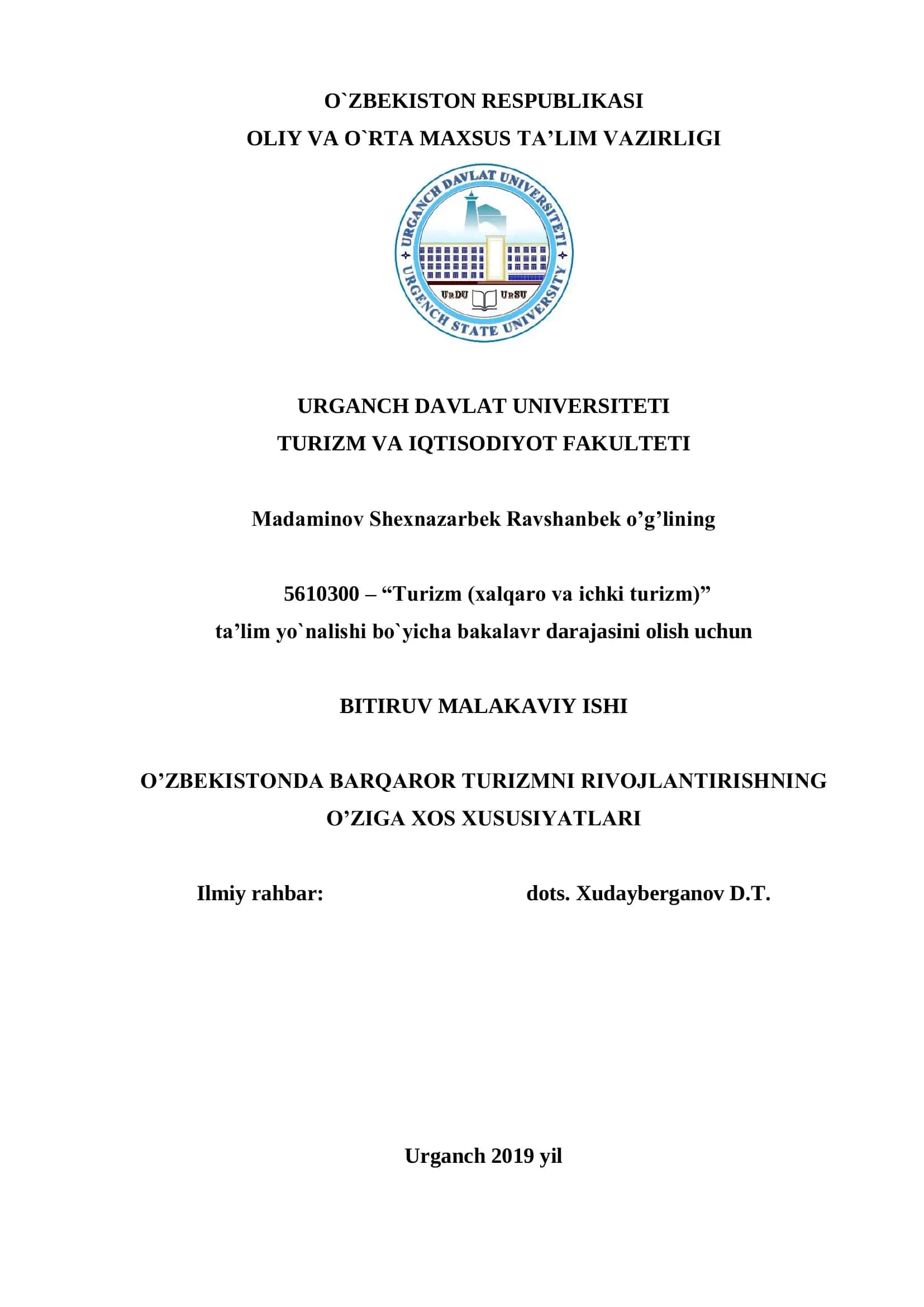 Turizm (xalqaro va ichki turizm) 1