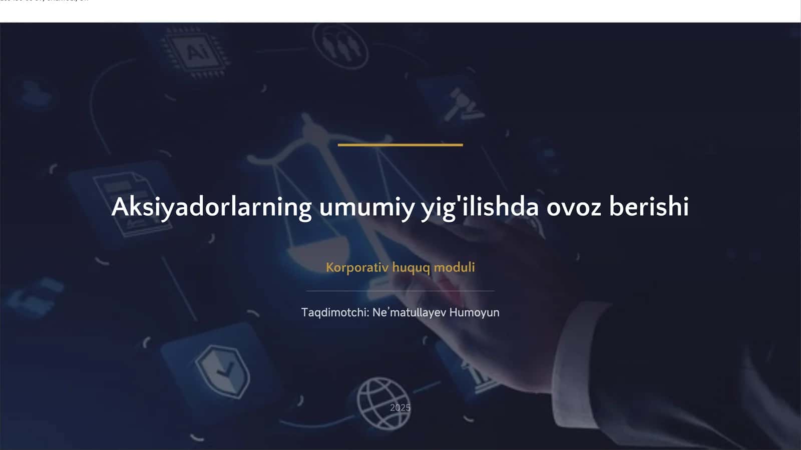Aksiyadorlarning umumiy yig'ilishda ovoz berishi 1