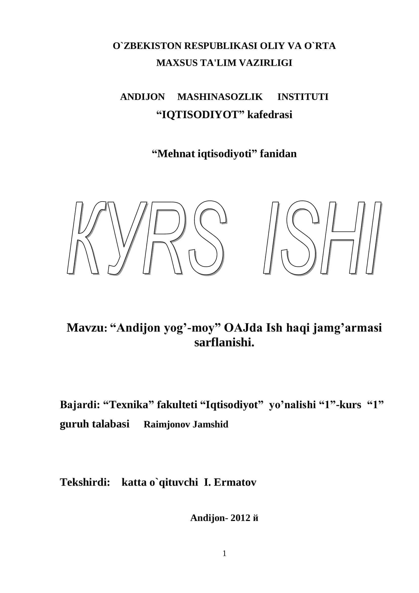 Andijon yog’-moy OAJda Ish haqi jamg’armasi sarflanishi 1