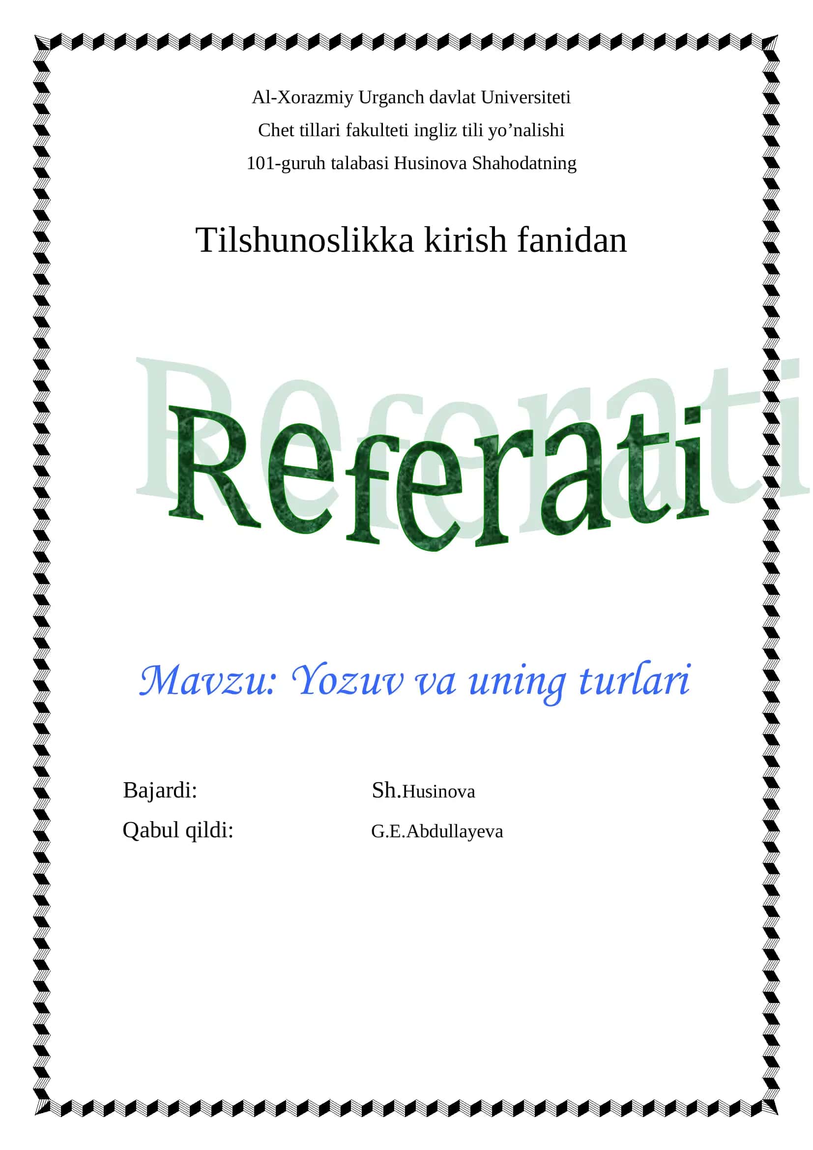 Yozuv va uning turlari 1