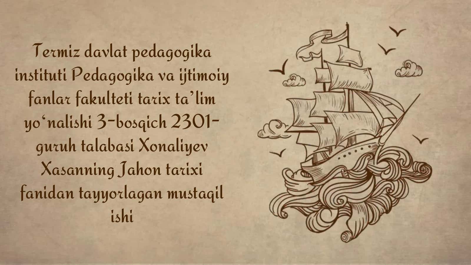 Jahon tarixi fanidan tayyorlagan mustaqil ishi 1