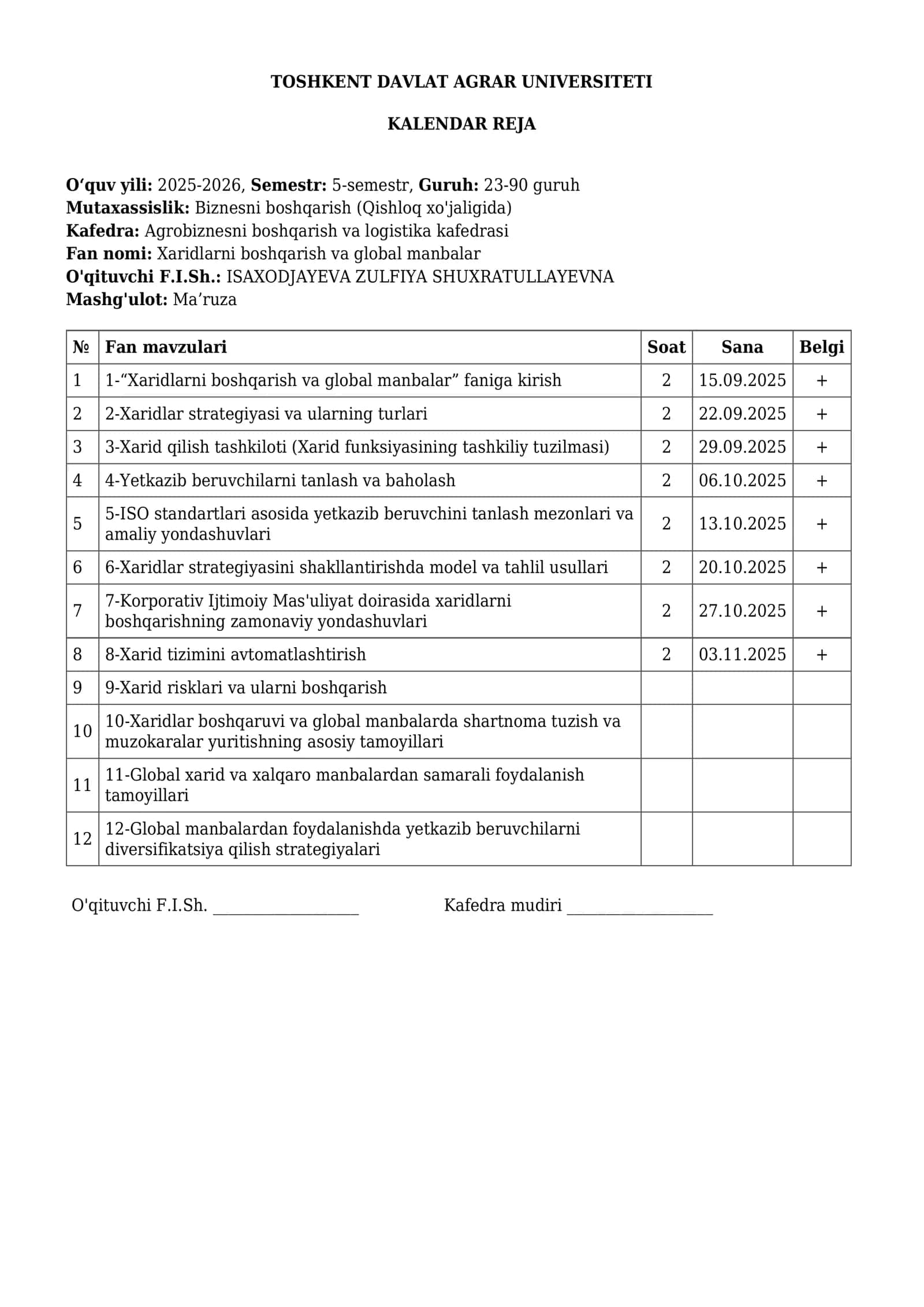 Xaridlarni boshqarish va global manbalar 1