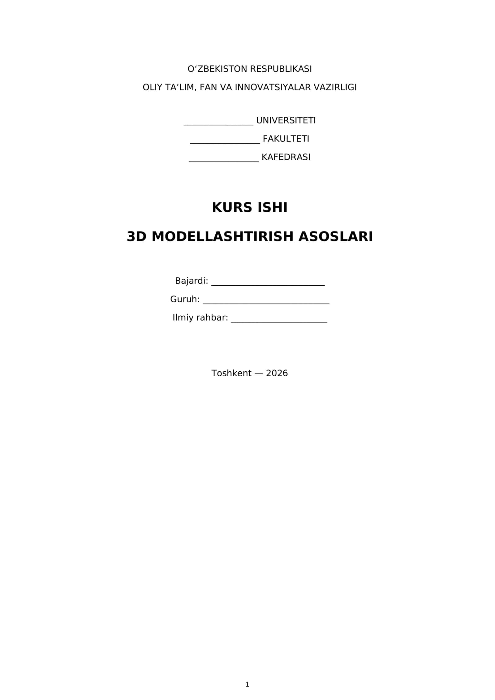 3D MODELLASHTIRISH ASOSLARI 1