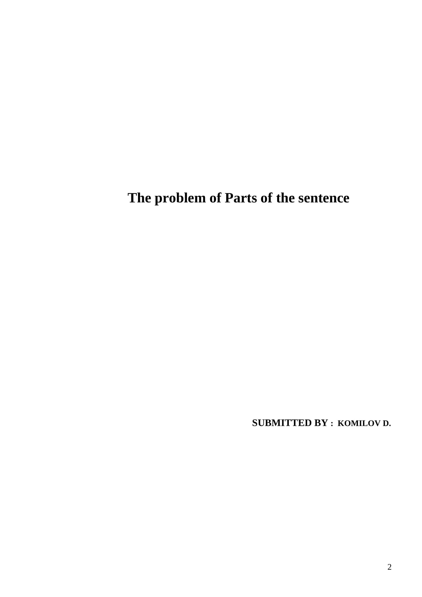 Parts of the sentence 1