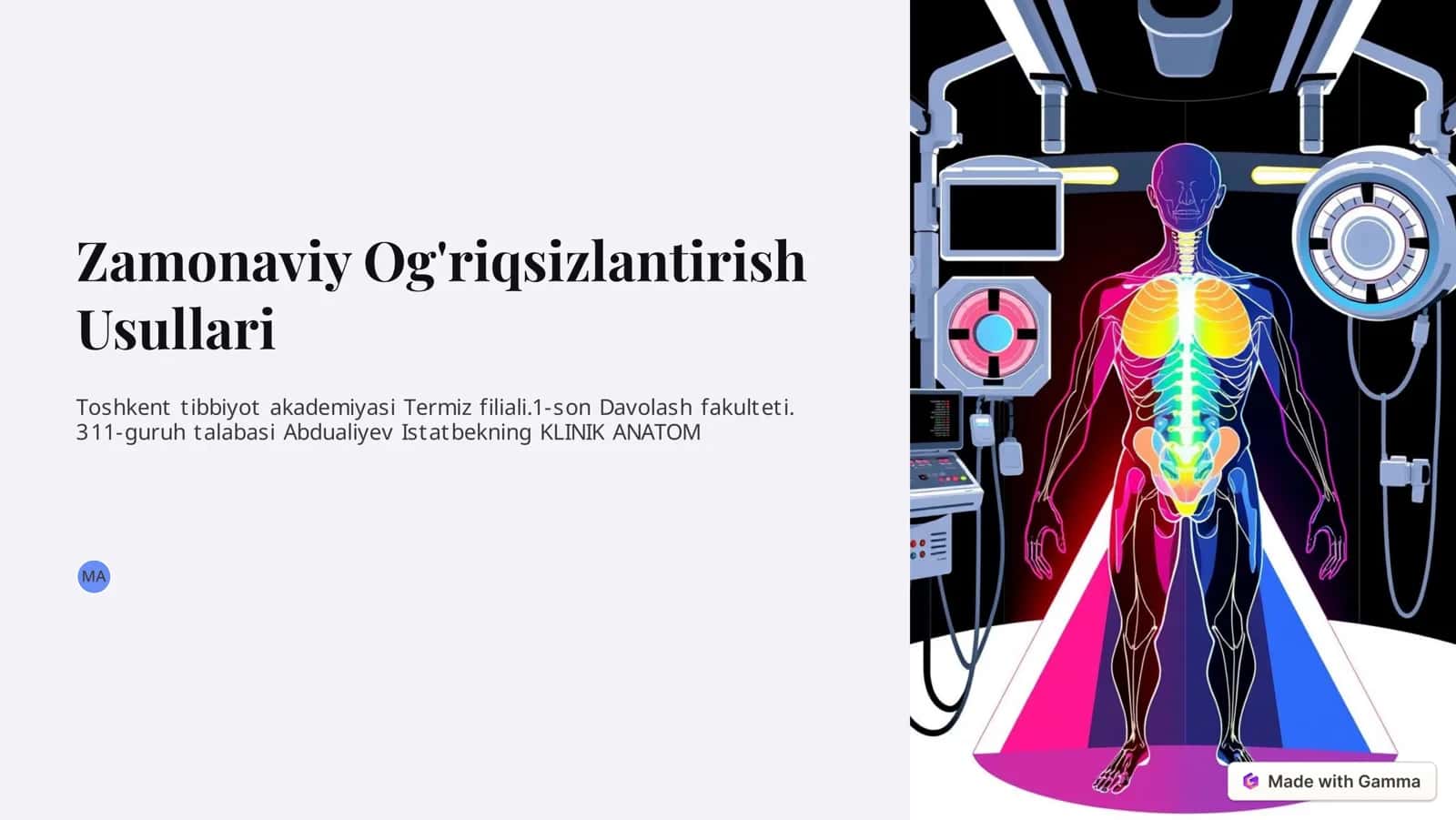 Zamonaviy ogʻriqsizlantirish usullari 1