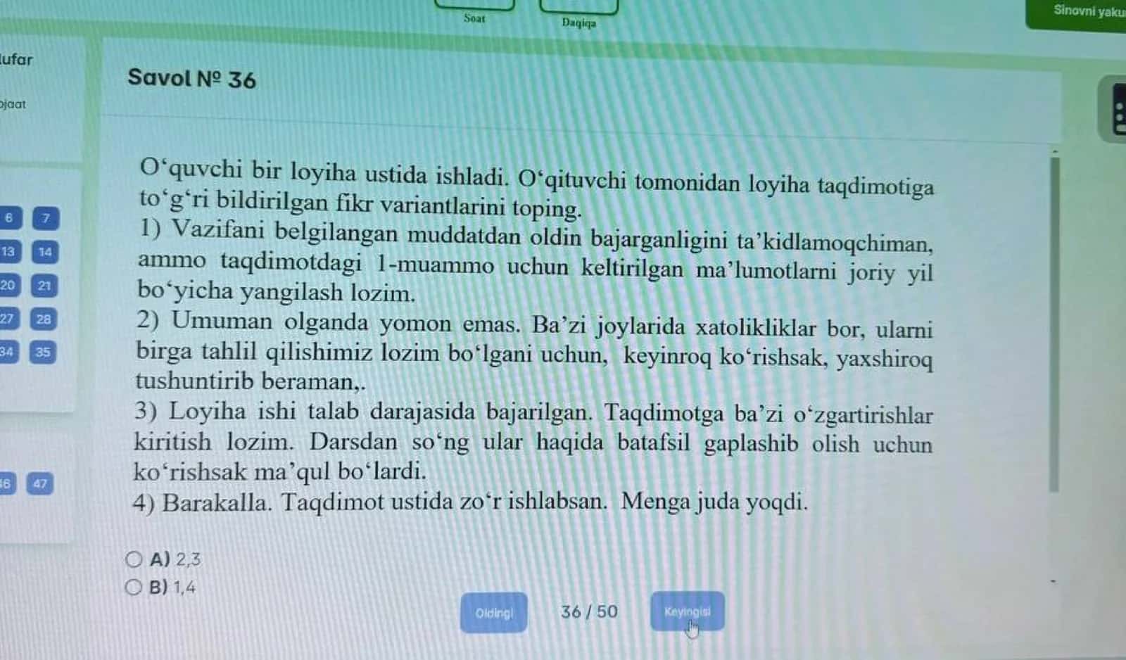 Boshlang'ich sinf pedagogik mahorat attestatsiyada tushgan savollar 2024 1