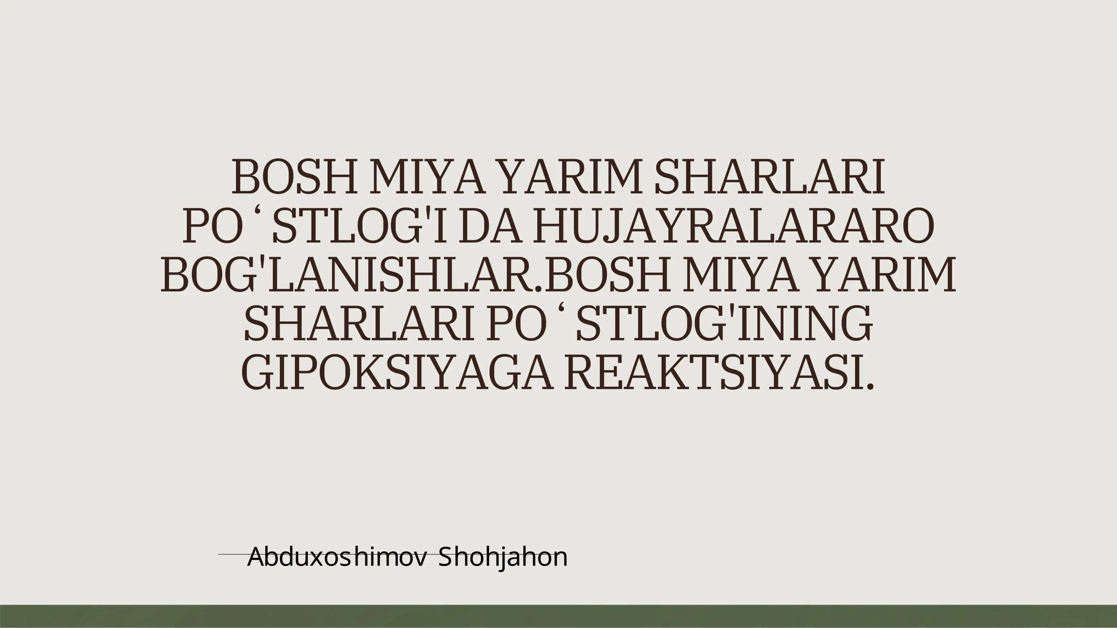 BOSH MIYA YARIM SHARLARI 1