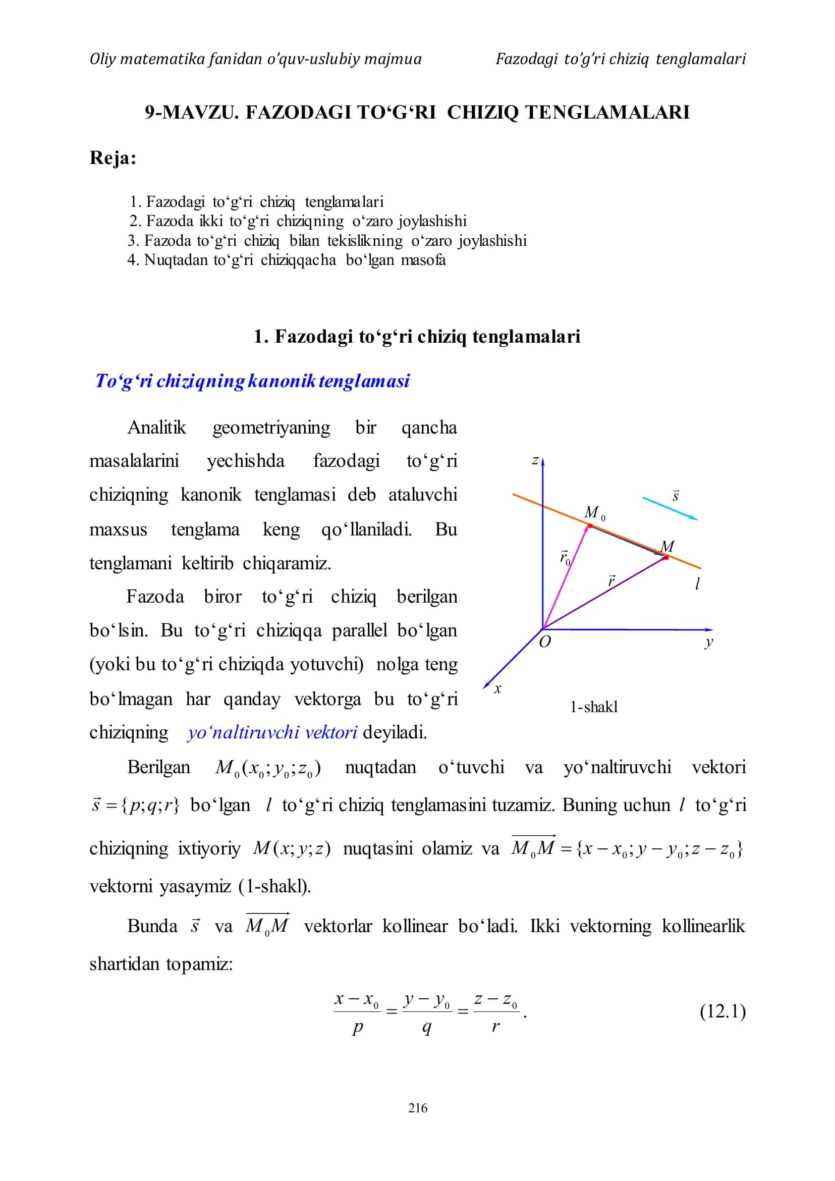 Oliy matematika fanidan o’quv-uslubiy majmua 1