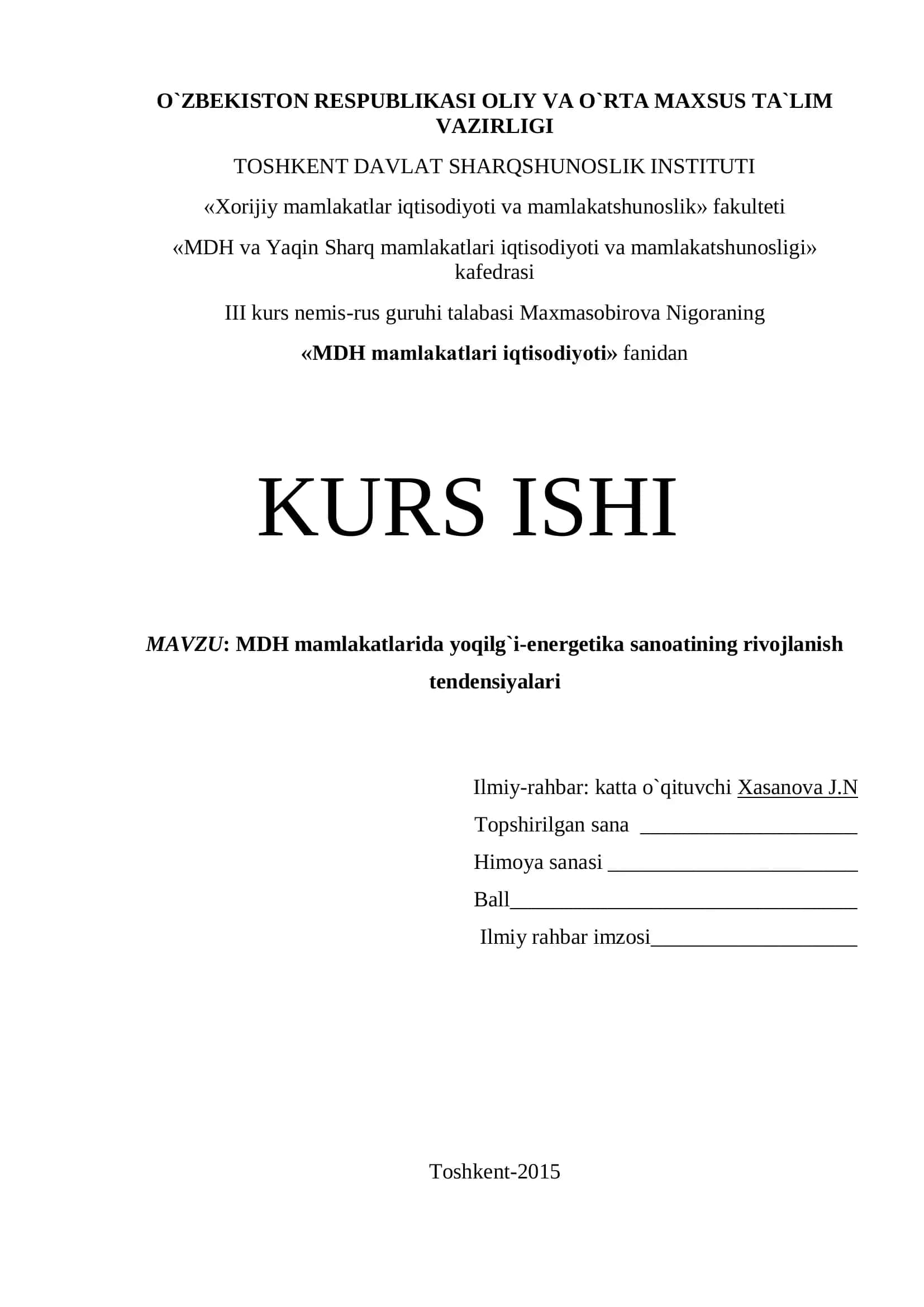 MDH mamlakatlari iqtisodiyoti 1
