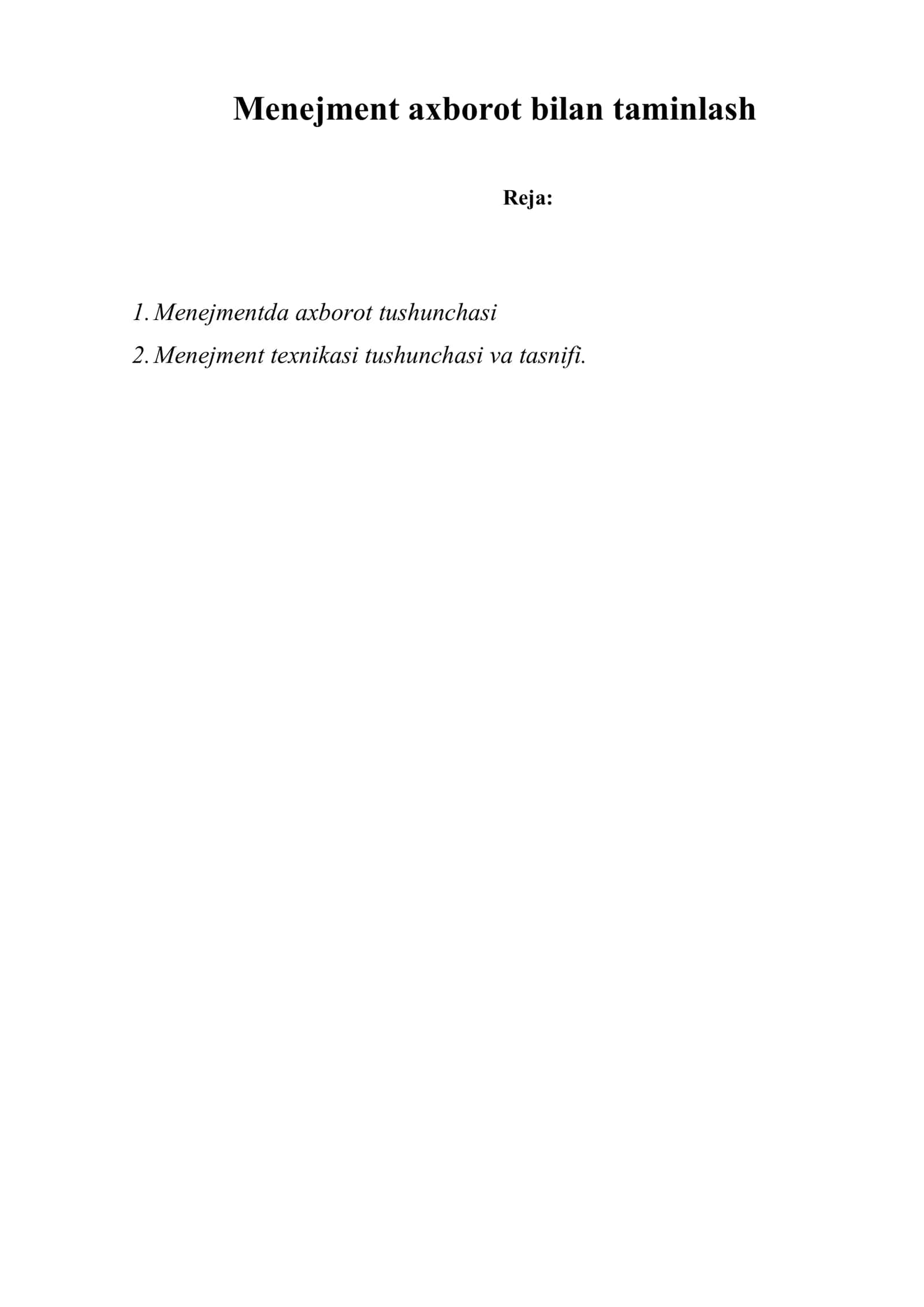 Menejment axborot bilan taminlash 1
