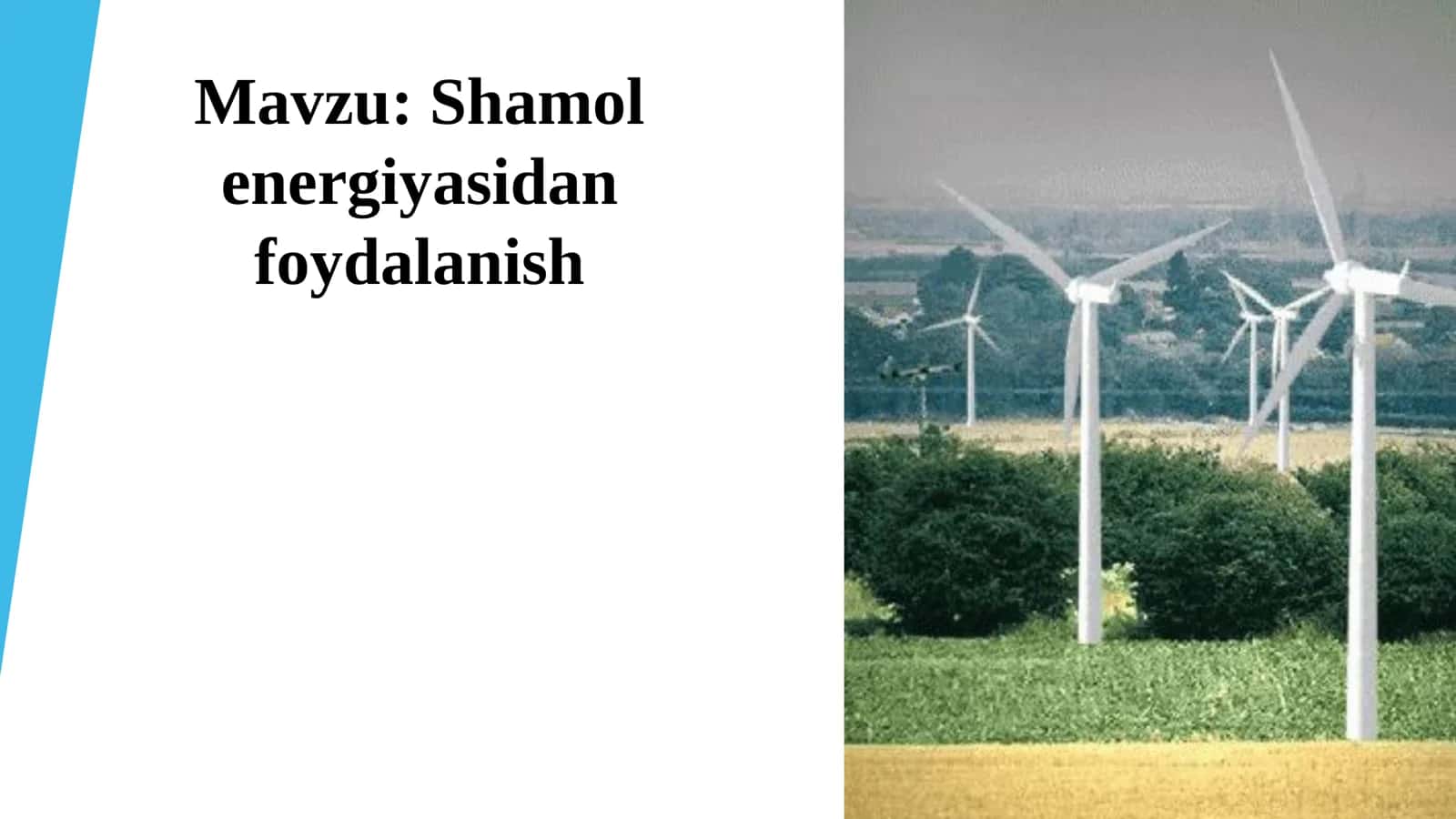 Shamol energiyasidan foydalanish 1