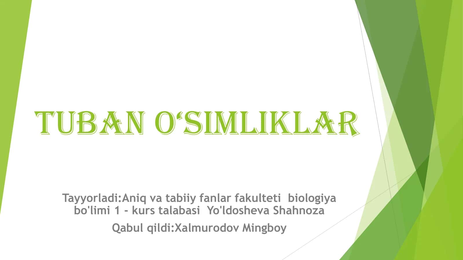 TUBAN O‘SIMLIKLAR 1