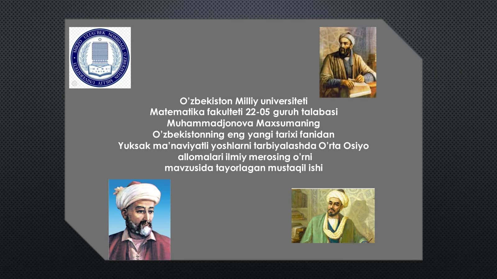 Yuksak ma'naviyatli yoshlarni tarbiyalashda O'rta Osiyo allomalari 1