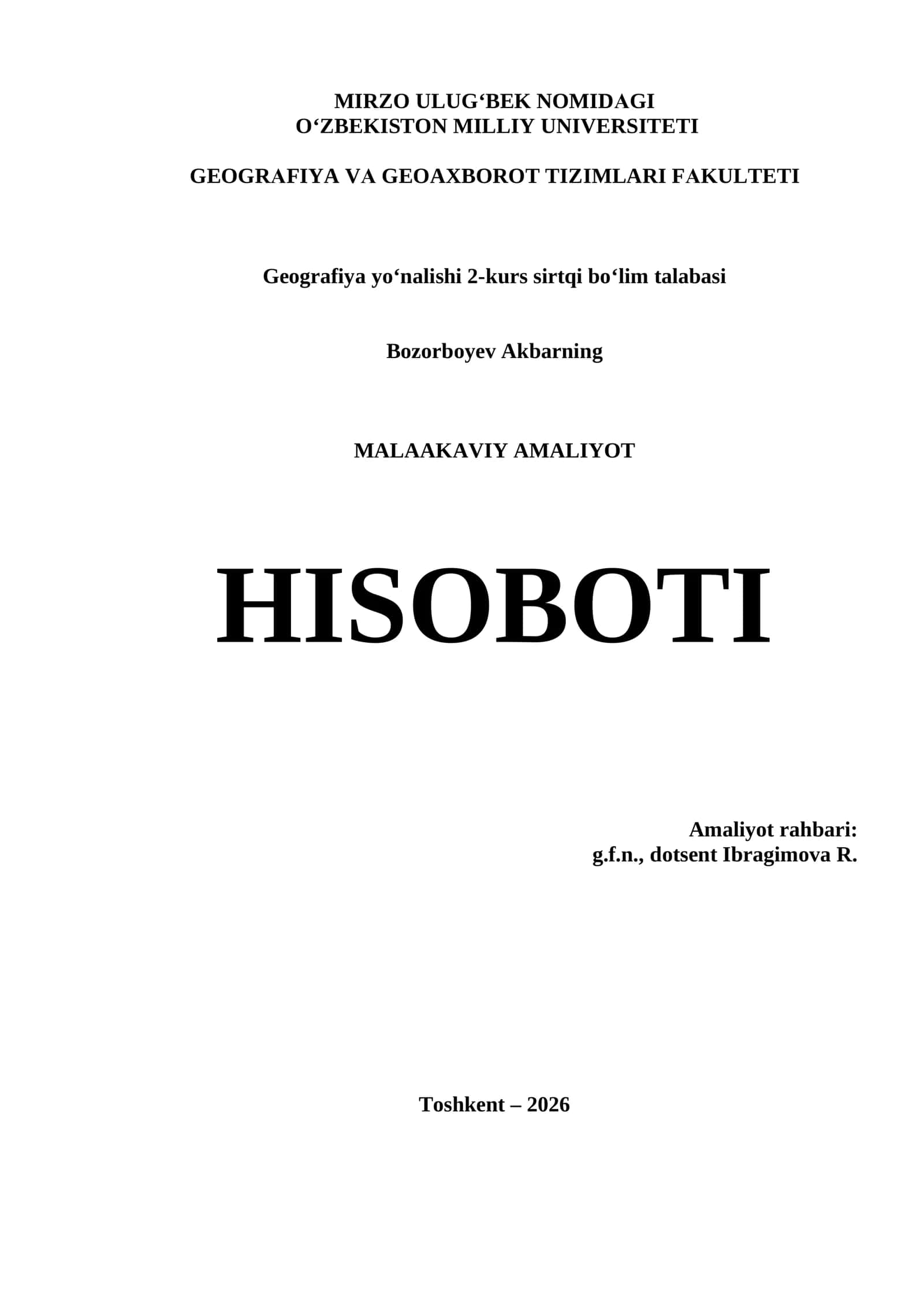 Beruniy tumani — Qoraqalpogʻiston Respublikasi Geografiyasi MALAKAVIY AMALIYOT HISOBOTI 1