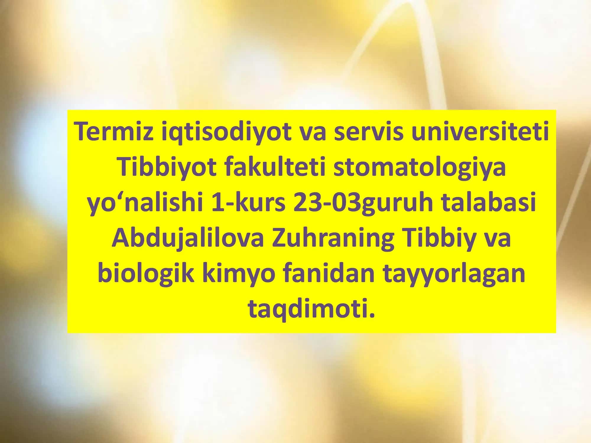 Tibbiy va biologik kimyo 1