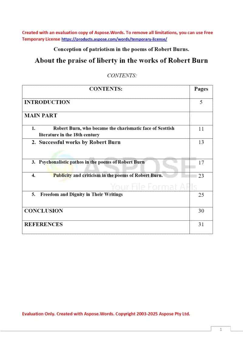 Conception of patriotism in the poems of Robert Burns 1