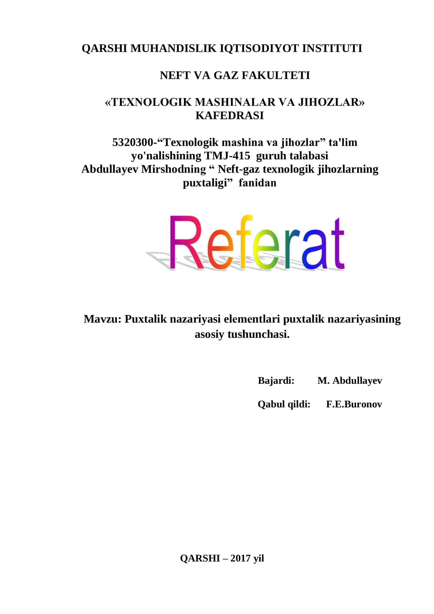 Puxtalik Nazariyasi Elementlari 1