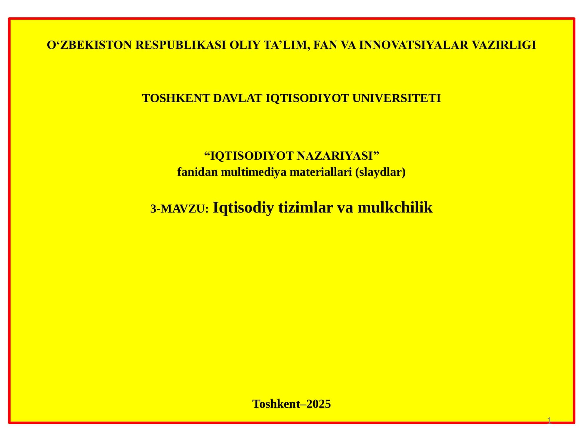 Iqtisodiy tizim va mulkchilik 1