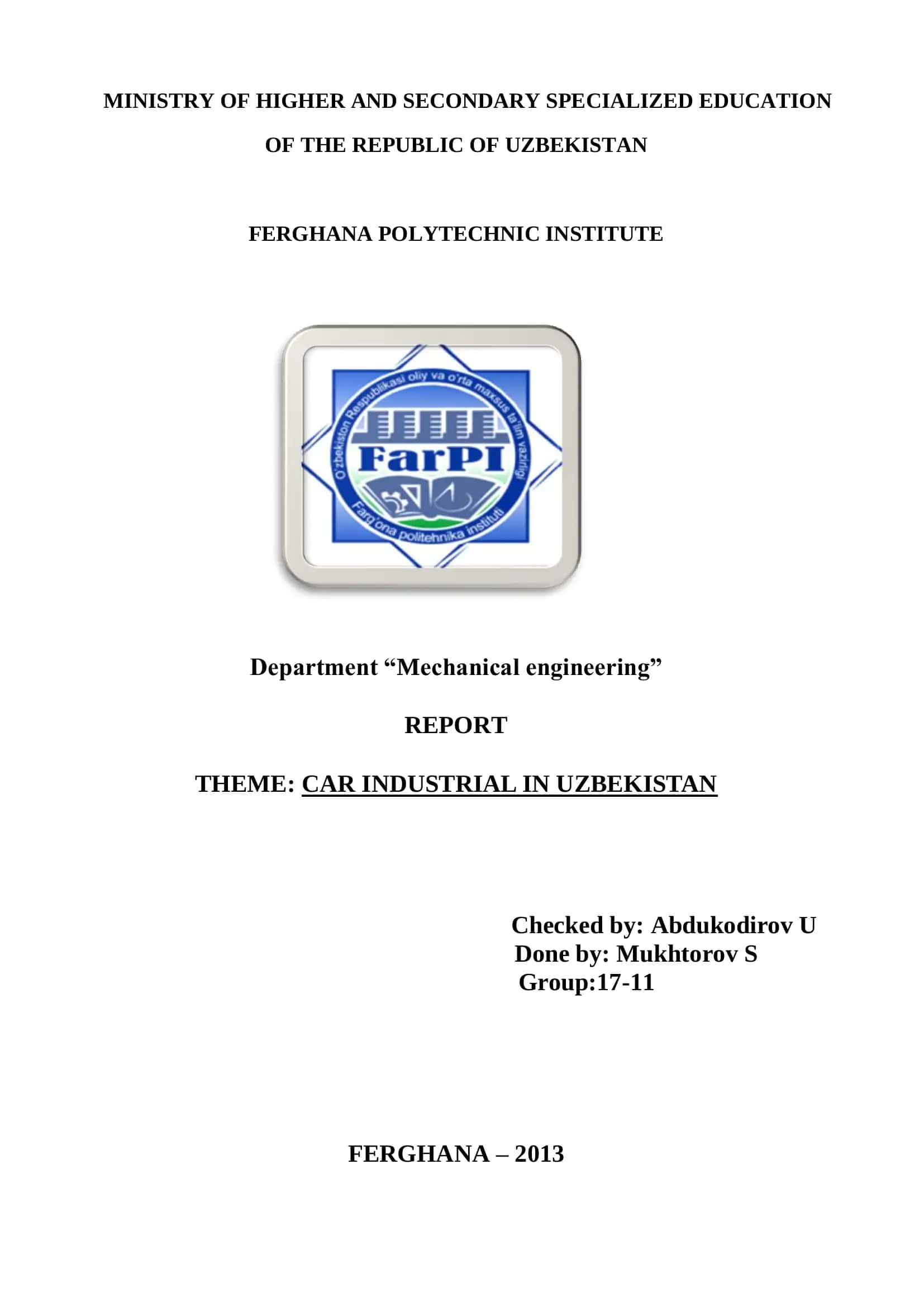 CAR INDUSTRIAL IN UZBEKISTAN 1